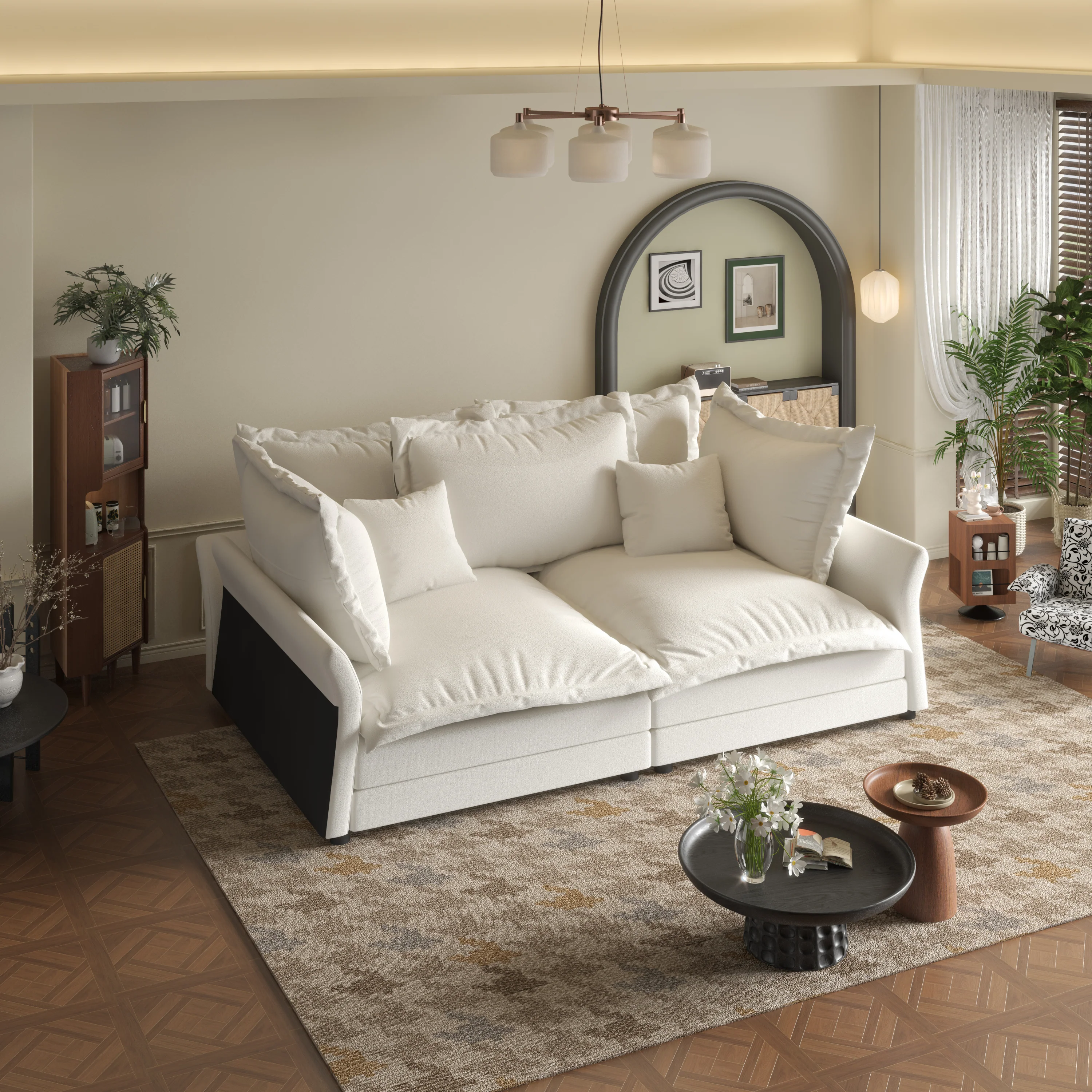 Walker Edison | Expandable Velvet Deep Seat Upholstered Cloud Sofa