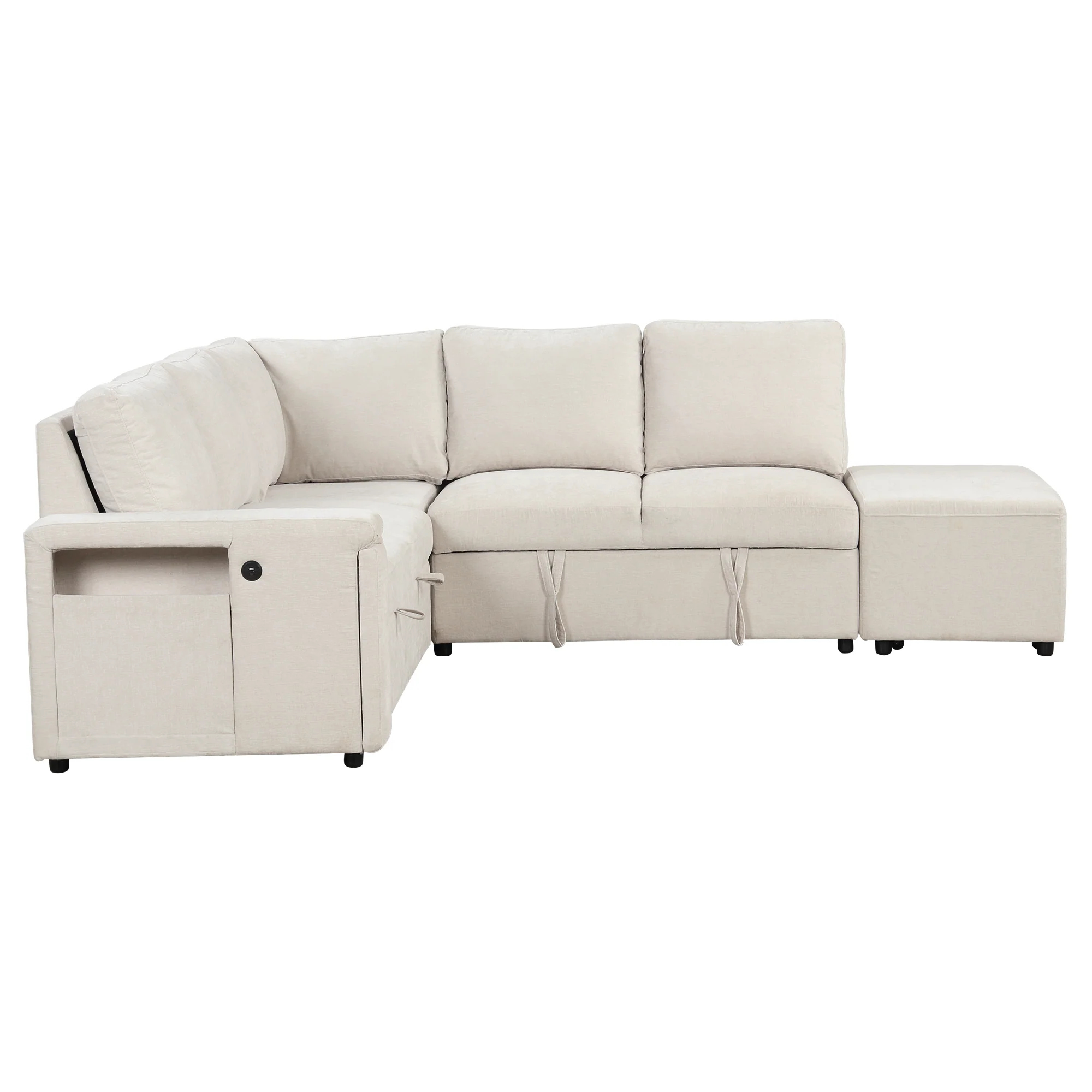 Walker Edison | L-Shaped Modular Sectional Sofa with Storage and USB Ports