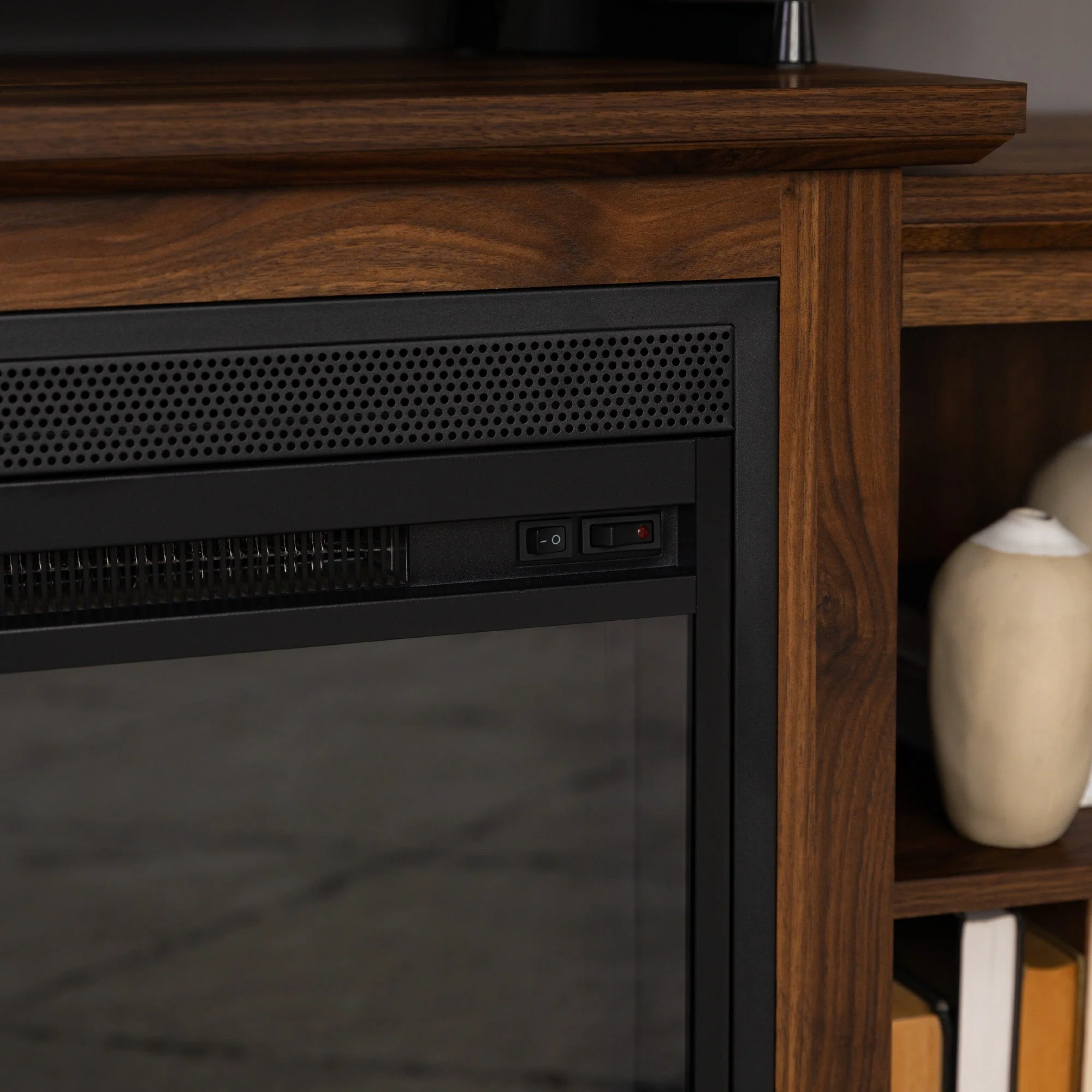 70 Tiered Top Open Shelf Fireplace TV Stand