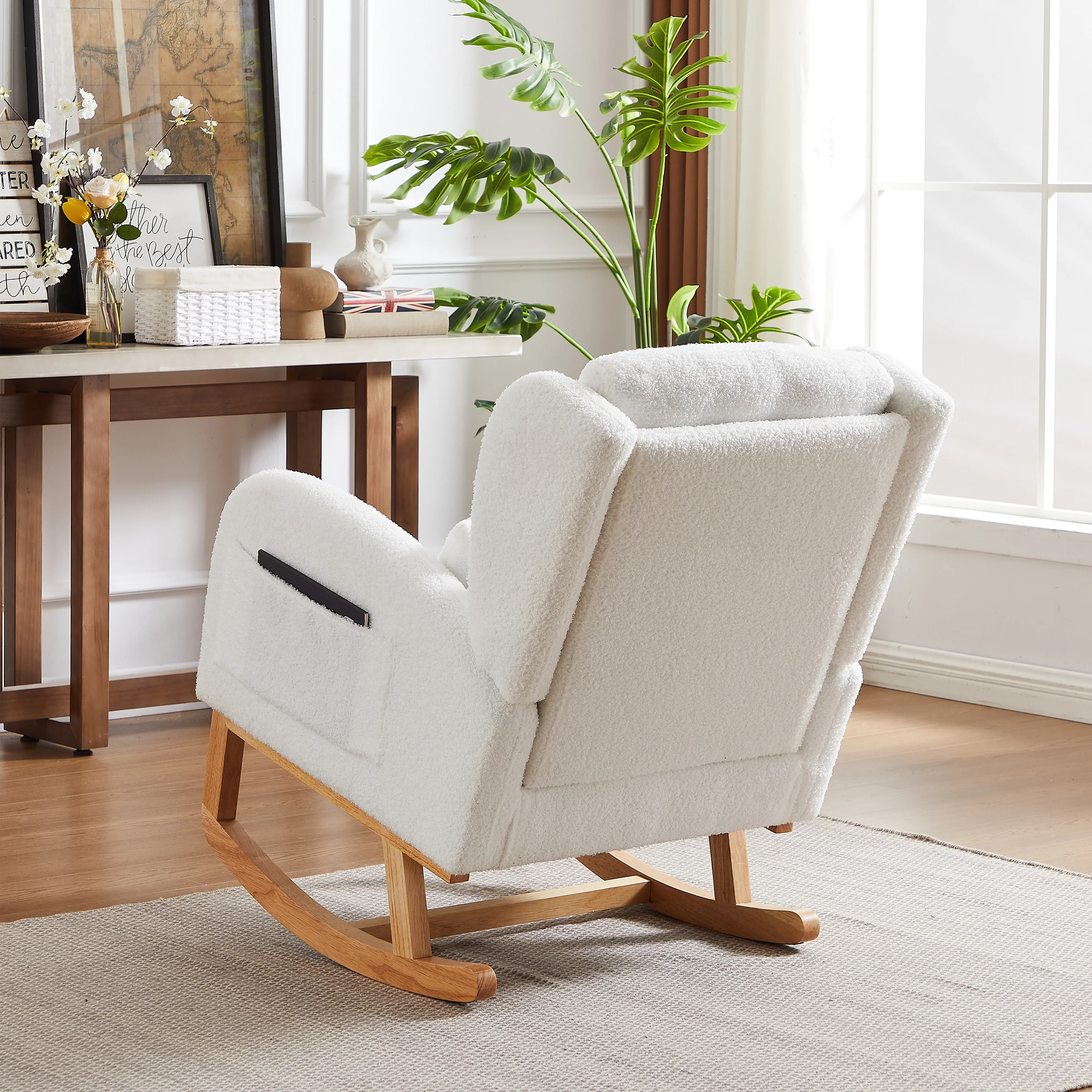 Walker Edison | Modern Boucle Lounge Arm Rocking Chair