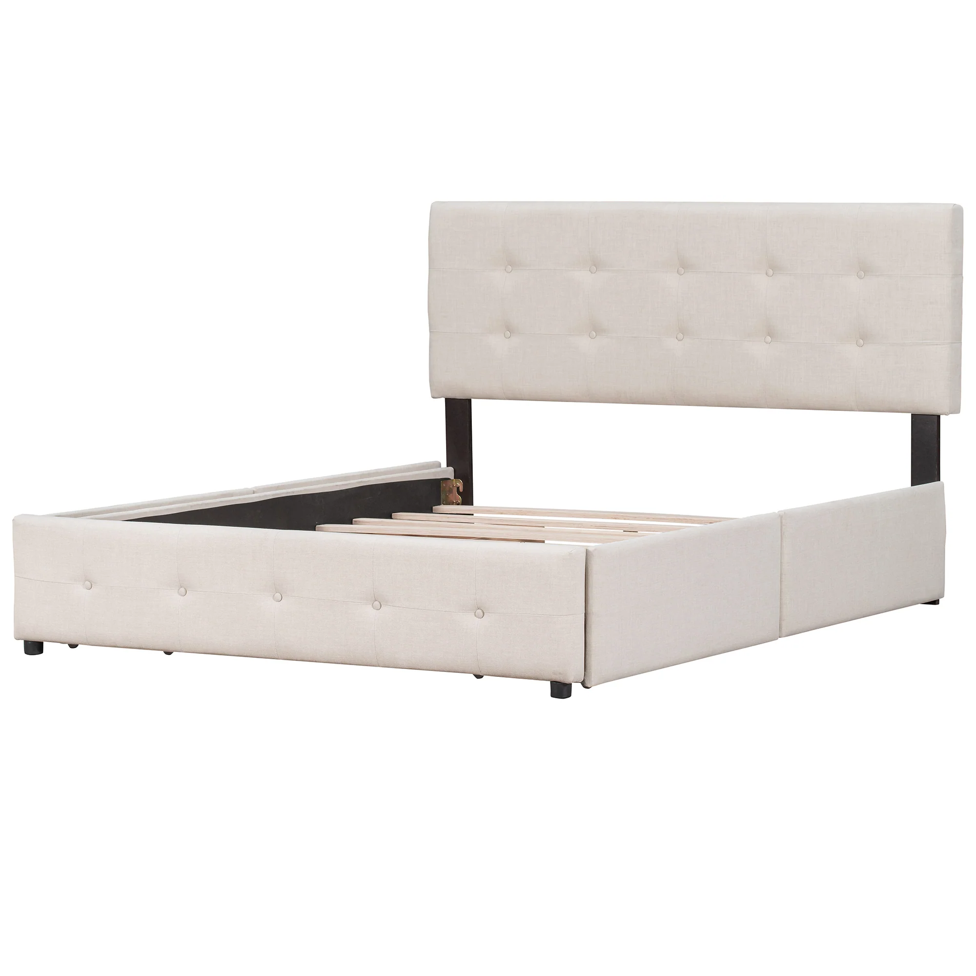 Walker Edison | Upholstered Queen Platform Bed with Storage