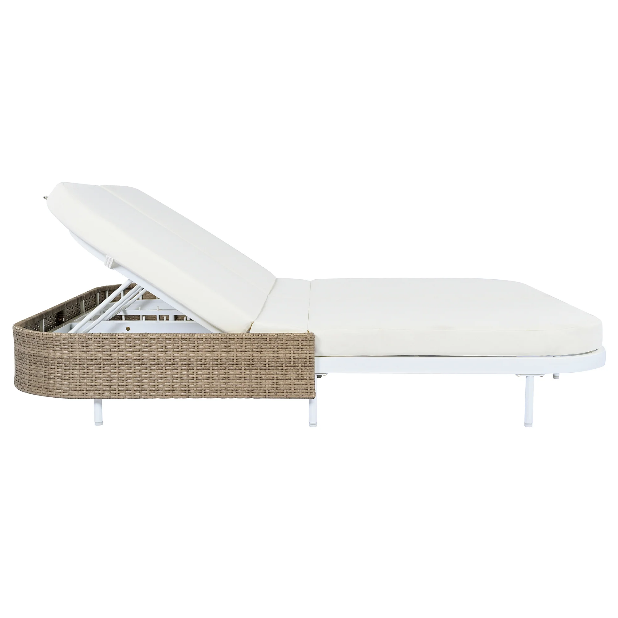 Walker Edison | Minimalist Outdoor Patio Rattan Adjustable Daybed