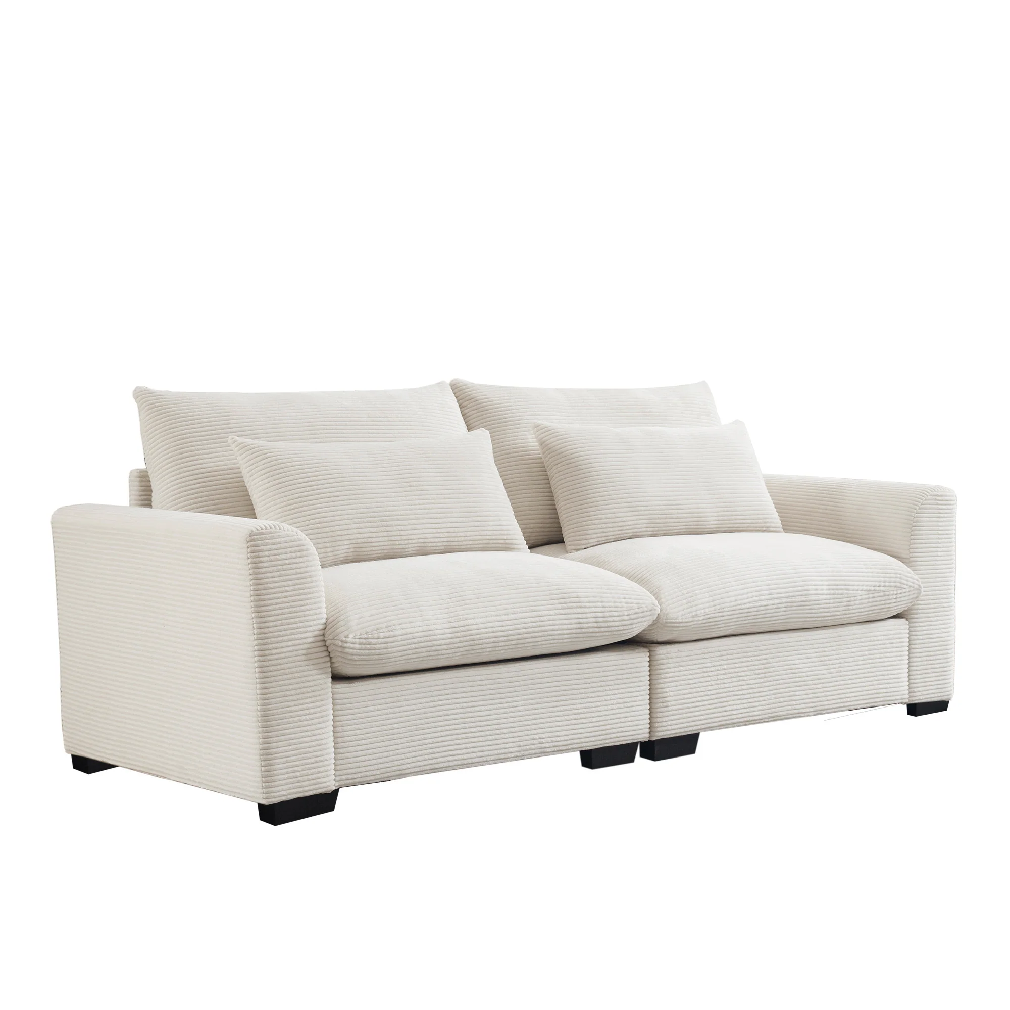 Walker Edison | Beige Corduroy Deep Seat Loveseat Couch
