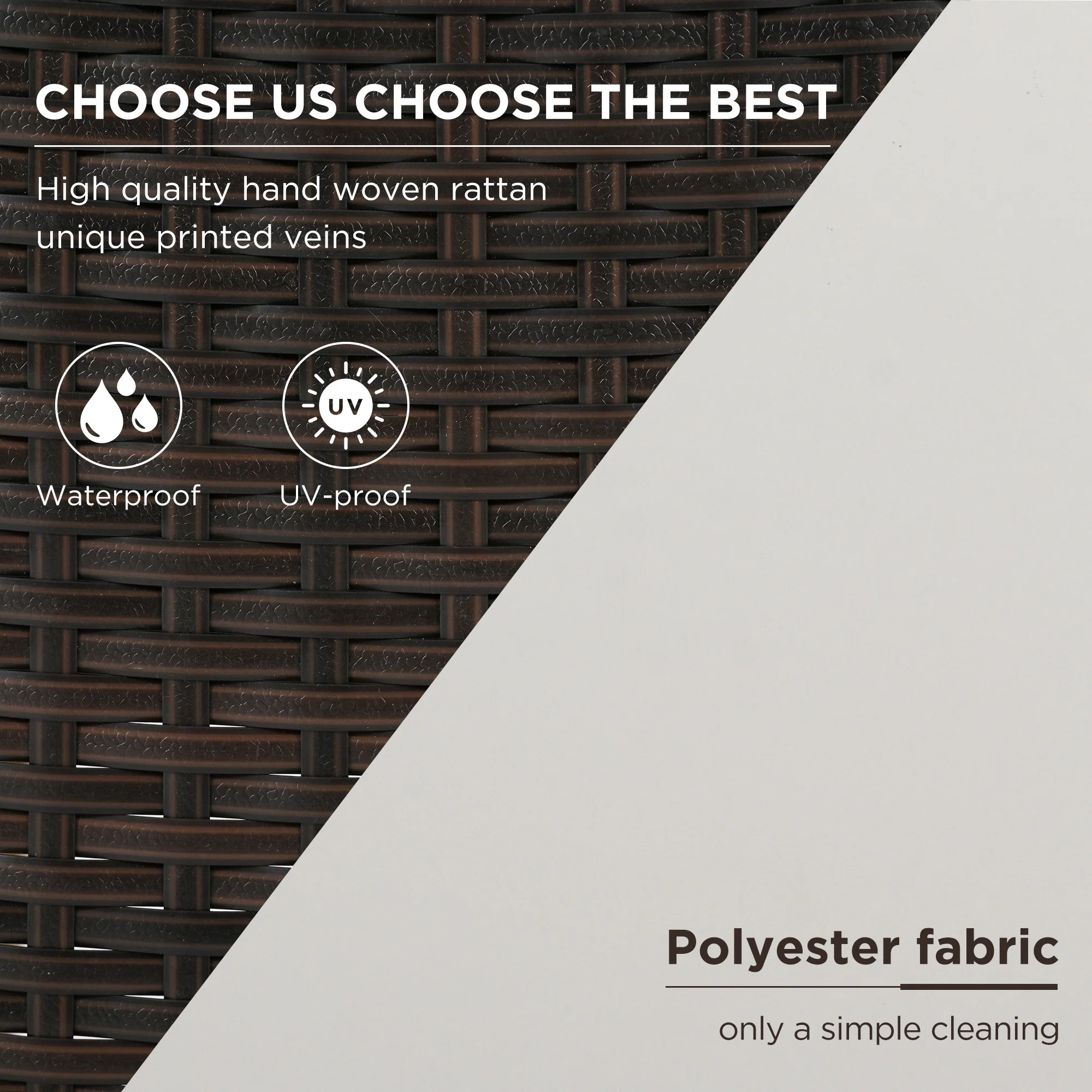 Walker Edison | 4-Piece Brown Rattan Outdoor Sofa Set with Table