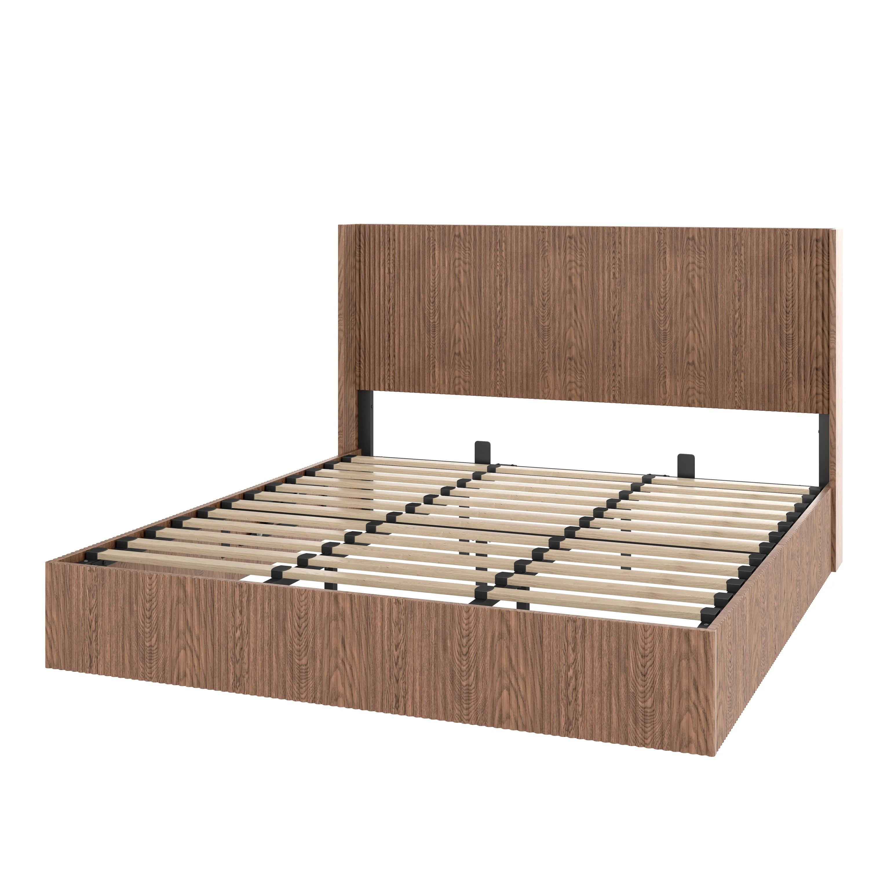 Walker Edison | Modern Grooved Undulating Lift Storage Bedframe
