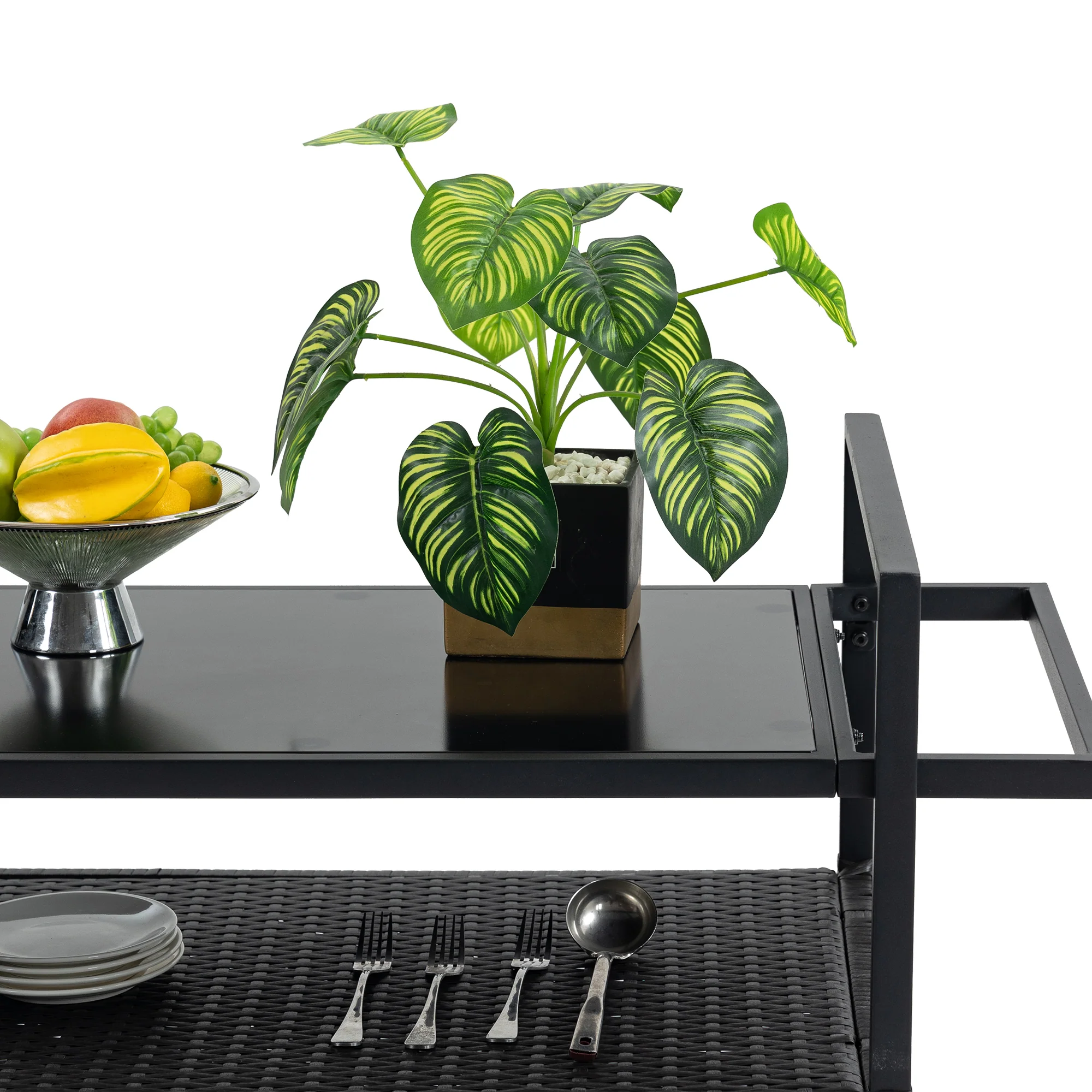 Walker Edison | Outdoor Wicker Bar Cart