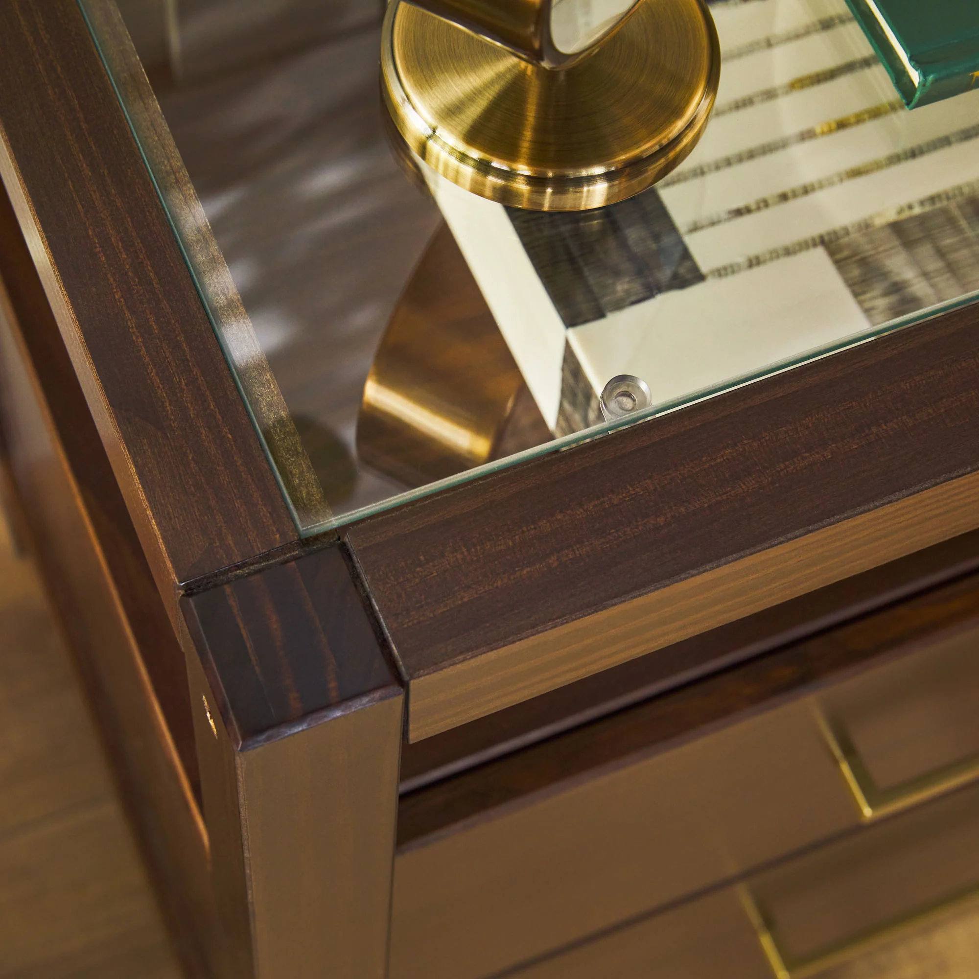 Isla Modern Easy Assembly Solid Wood 2-Drawer Nightstand Side Table with Glass Top