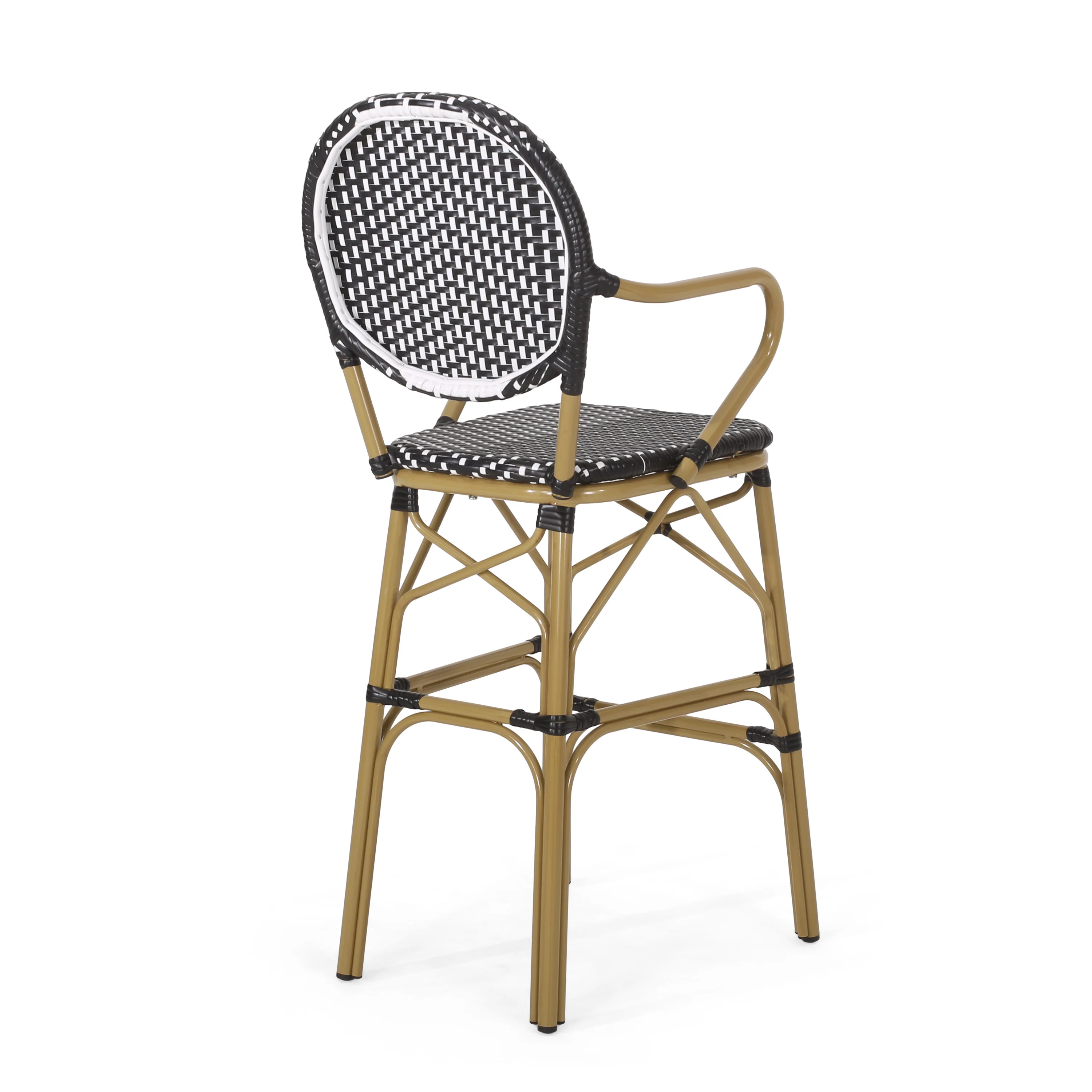 Walker Edison | Outdoor Wicker French Barstools, Set of 2