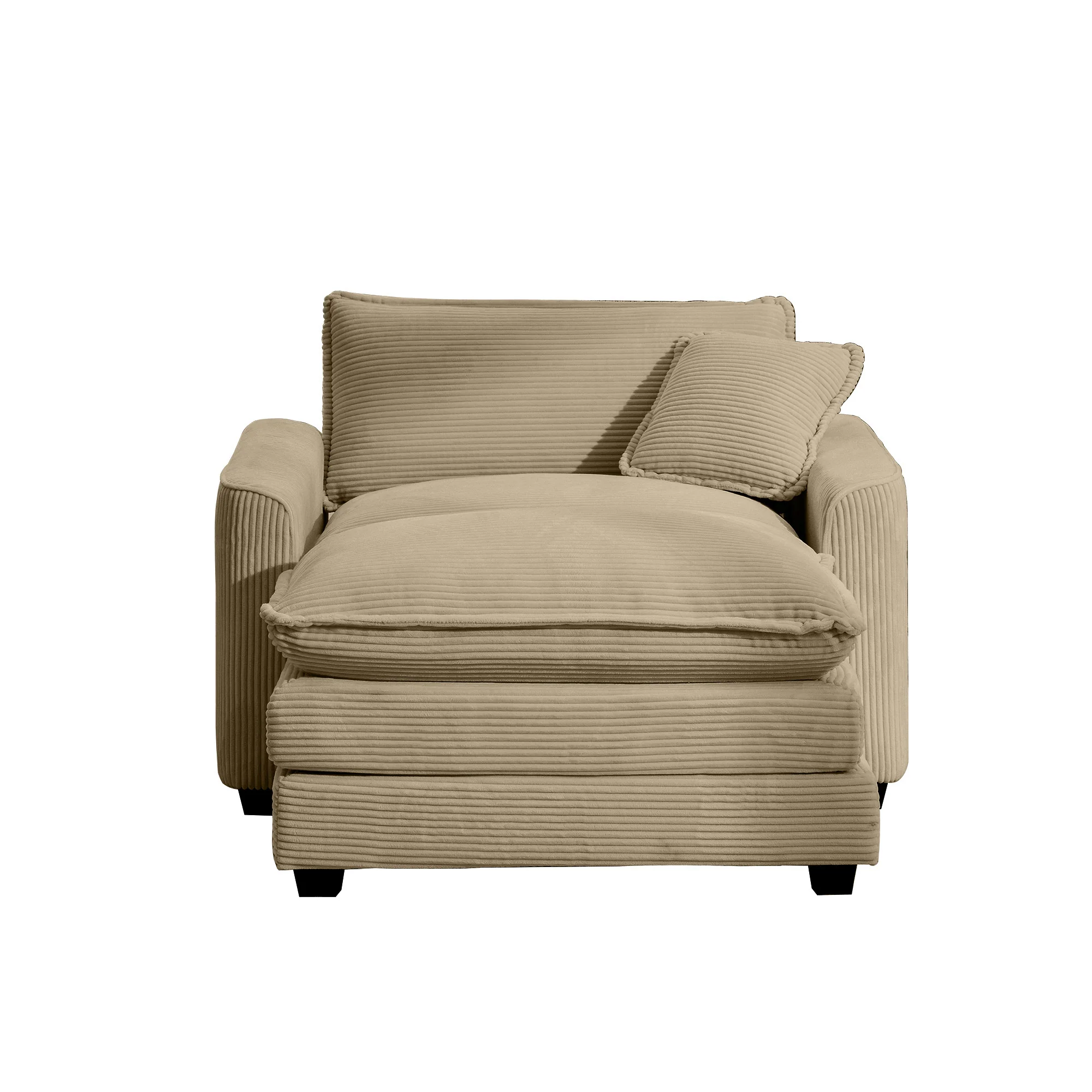 Walker Edison | Corduroy Deep Seat Sofa Chair with Ottoman
