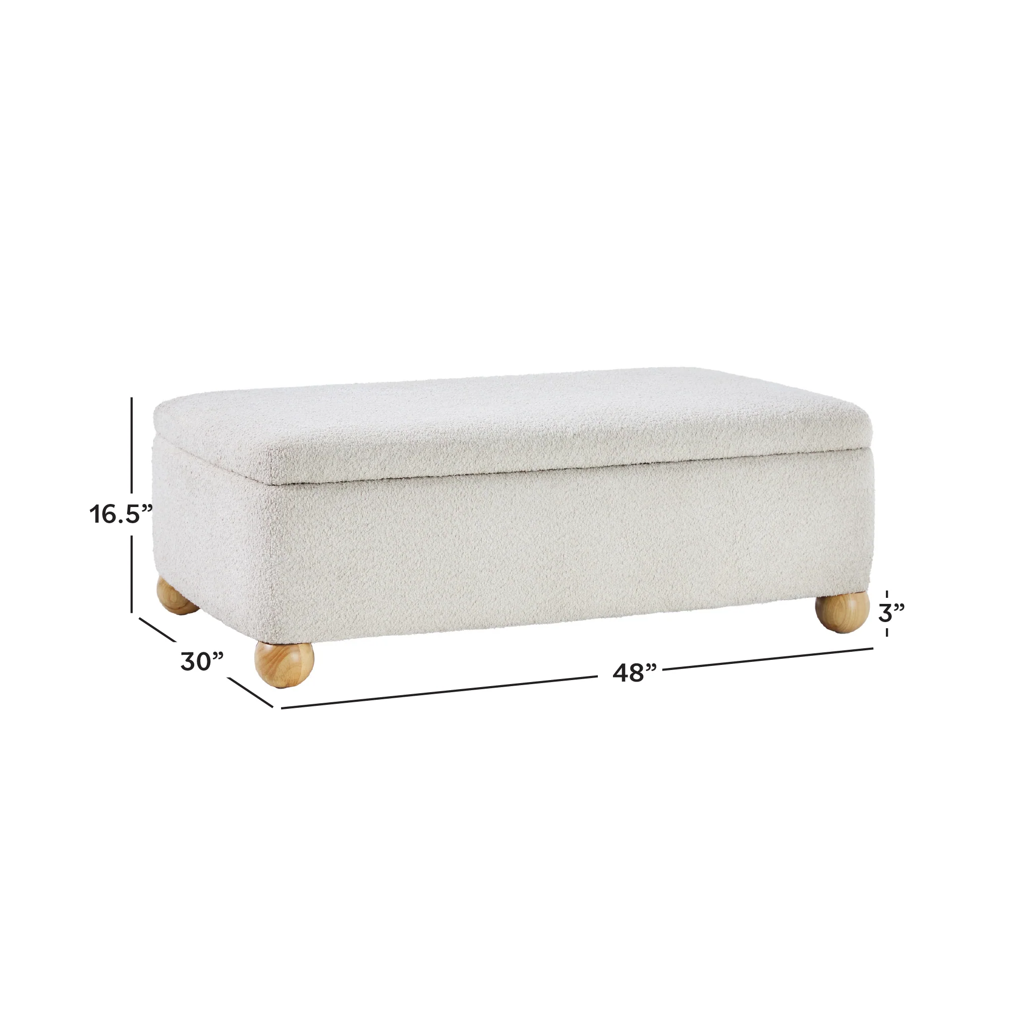 Linley Contemporary Boucle Easy Assembly Upholstered Large Storage Ottoman