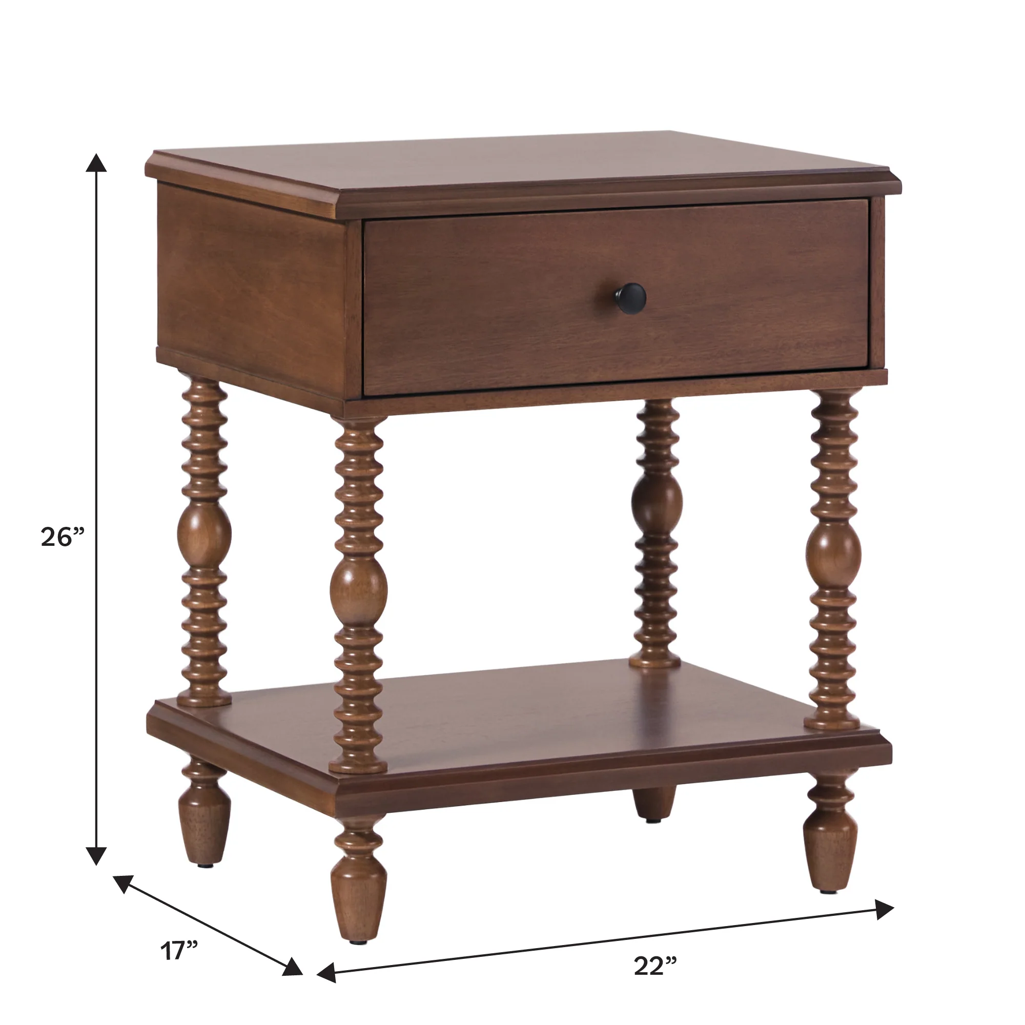 Traditional Vivienne Easy Assembly Solid Wood Nightstand