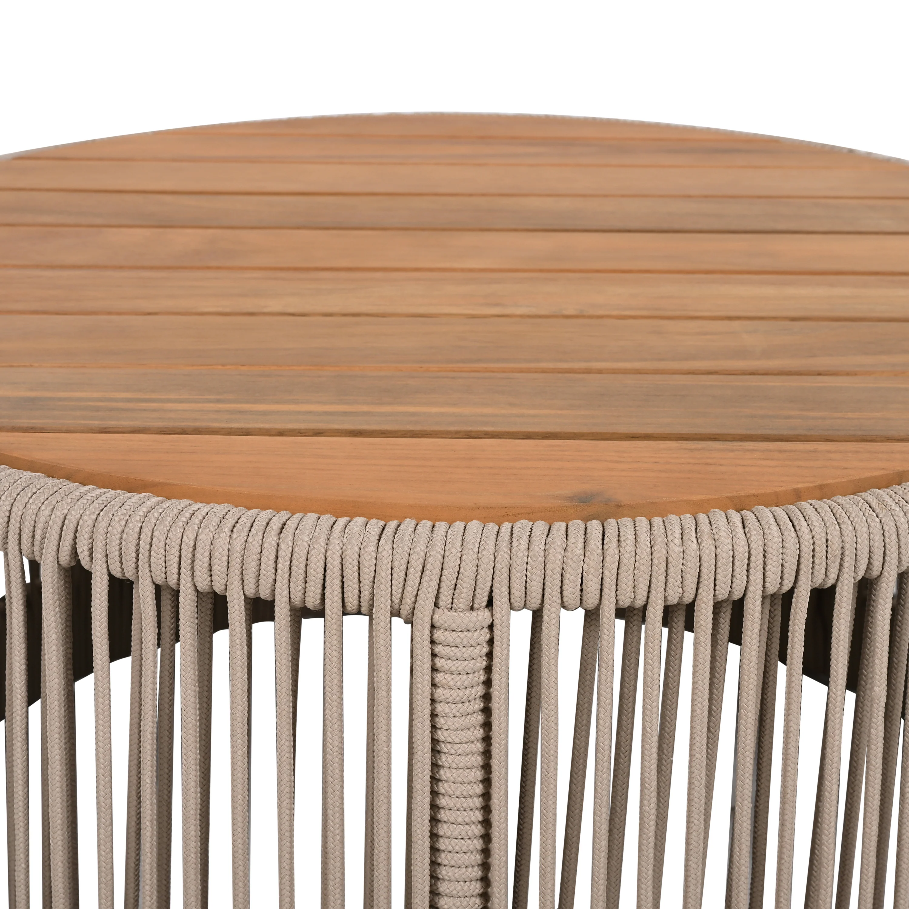 Walker Edison | Modern Woven Rope Design Coffee Table and Side Table Set of 2