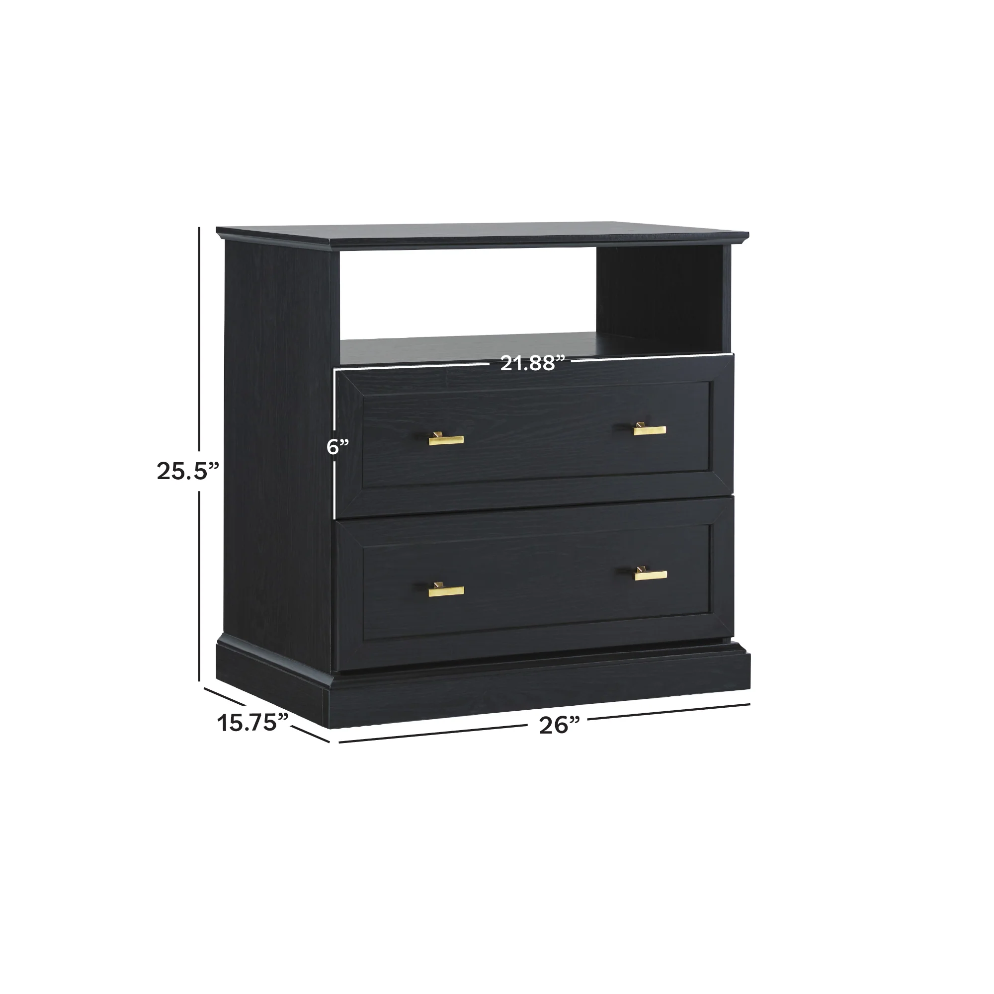 Clyde Modern Farmhouse Easy Assembly 2-Drawer Nightstand Side Table