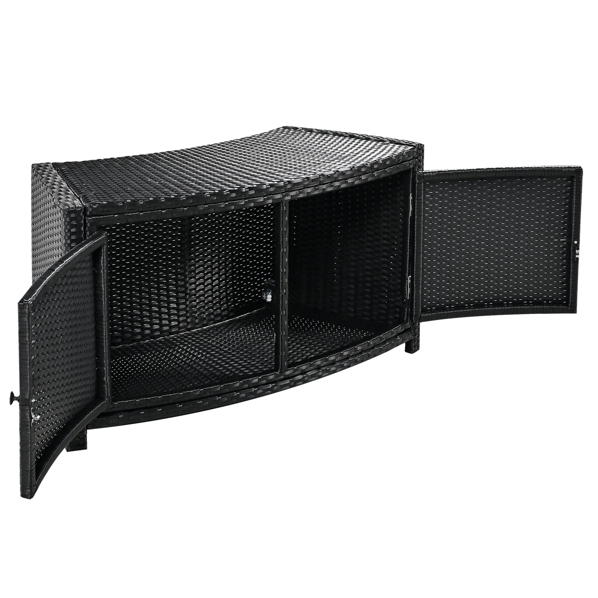 Walker Edison | Spa Surround Spa Frame Patio Rattan Sofa Set with Storage Spaces