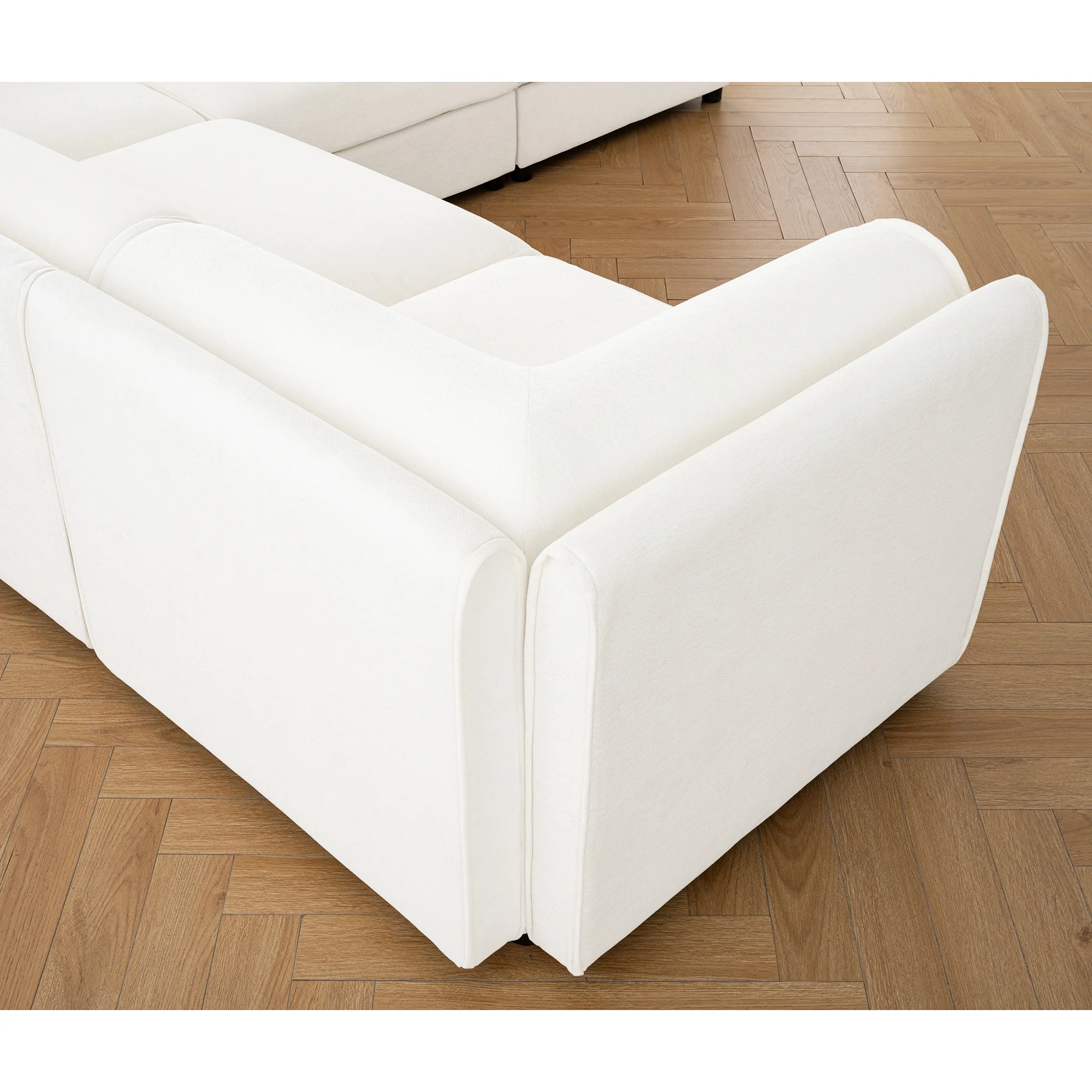 Walker Edison | Stylish Modern Chenille Loveseat Sofa with Ottoman Storage