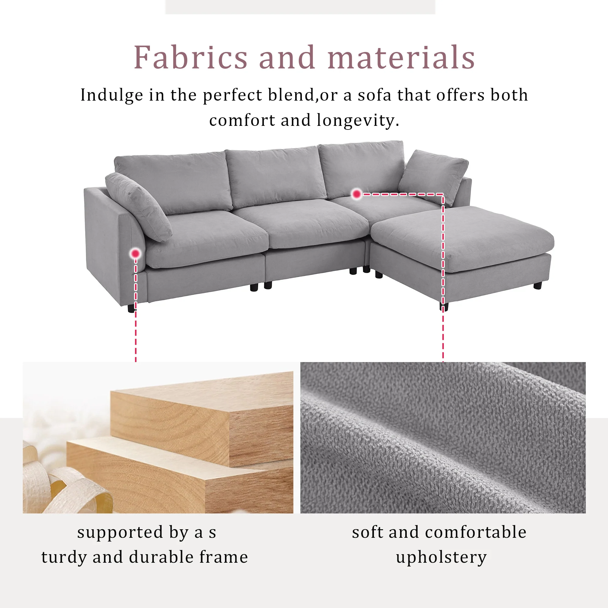 Walker Edison | Grey Convertible Sectional Sofa with Reversible Chaise