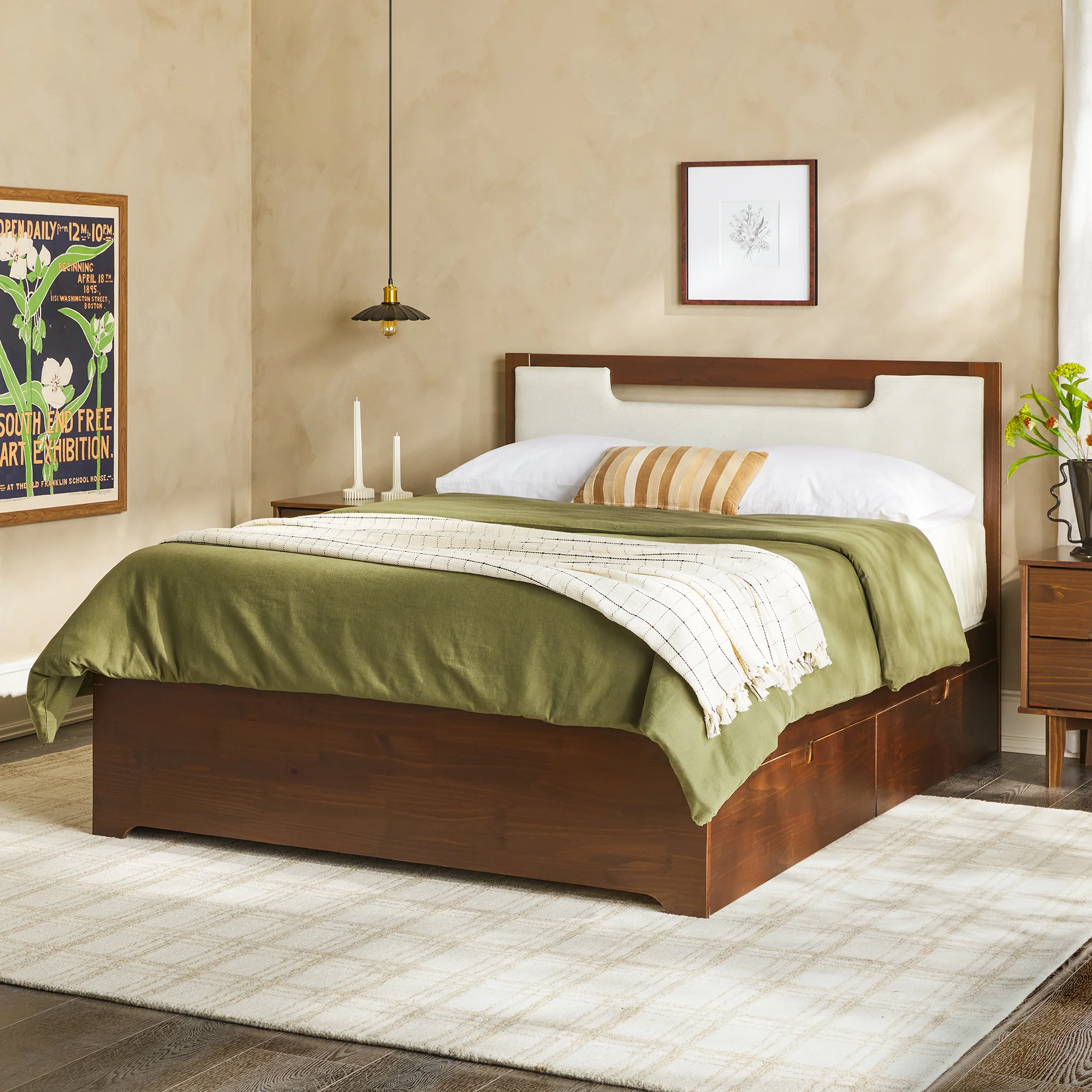 Sloane Mid-Century Modern Solid Wood Storage Bed