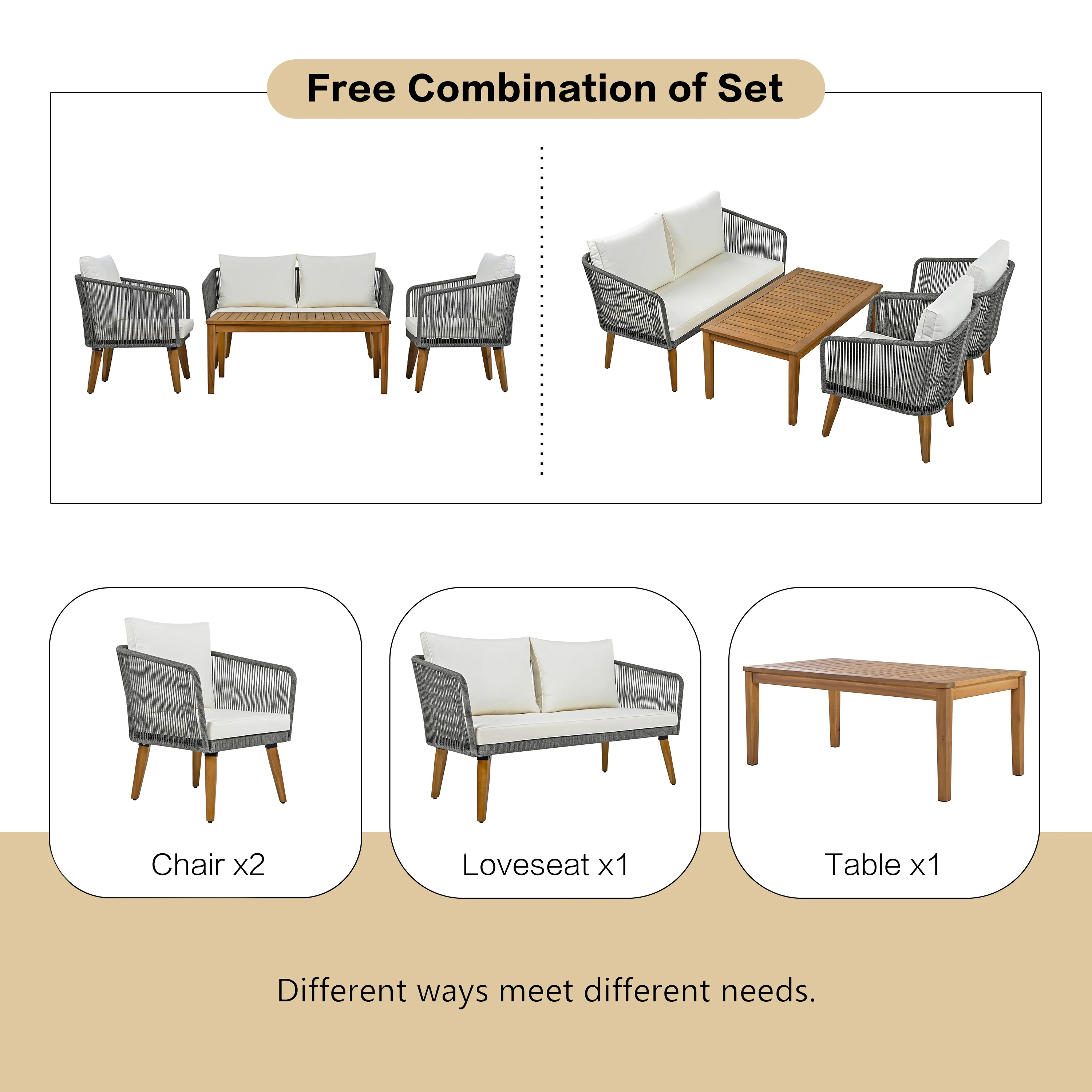 Walker Edison | Rope Patio Furniture Set