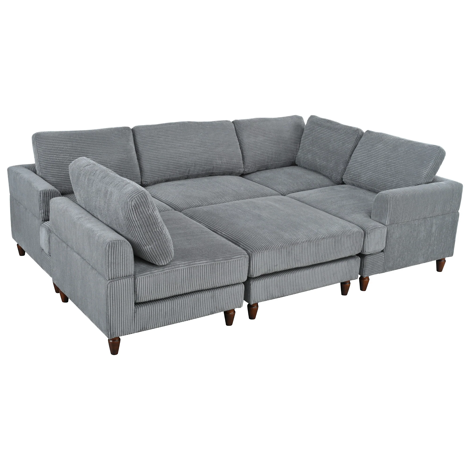 Walker Edison | Corduroy Modular Sectional Sofa with Ottoman