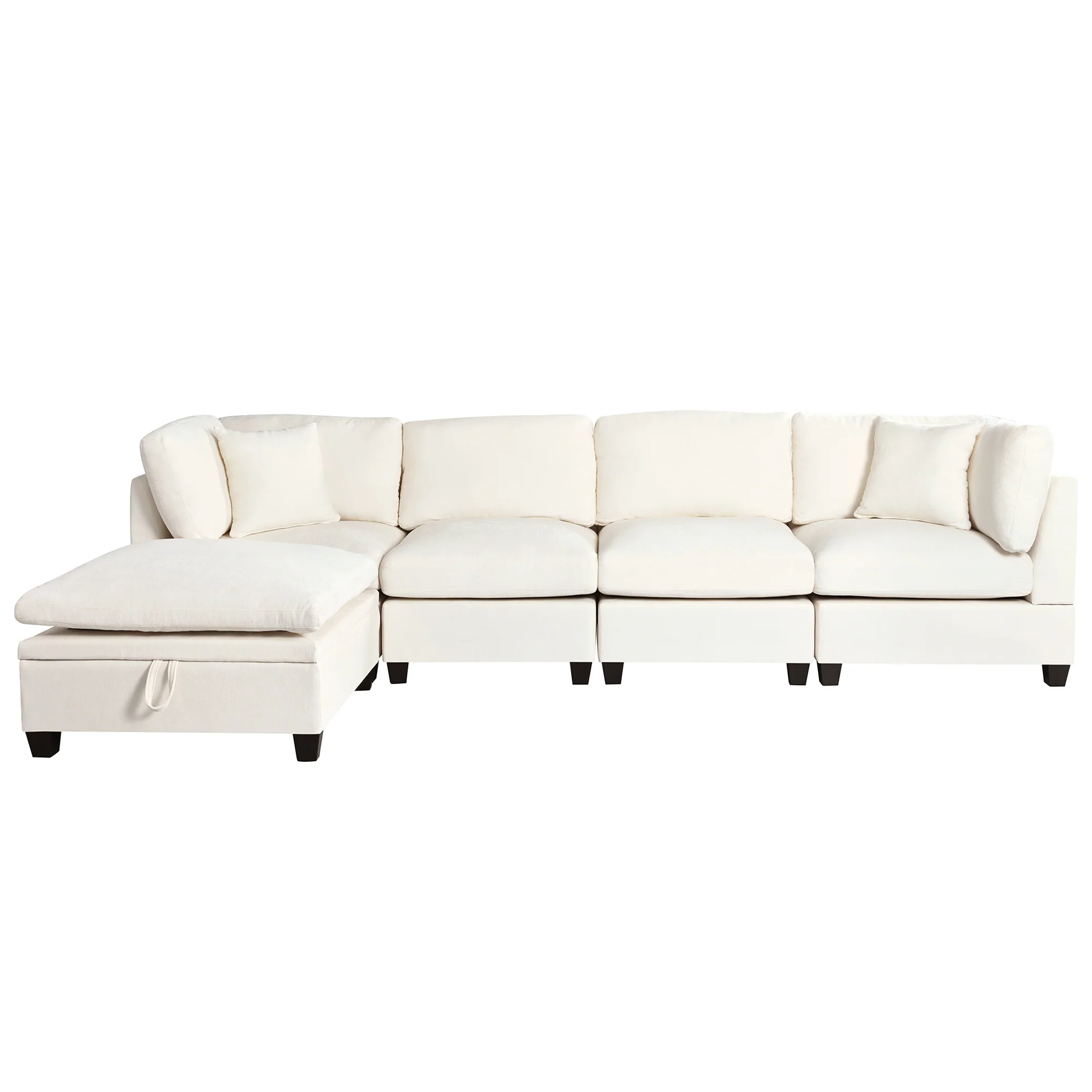 Walker Edison | Modular Sectional Sofa with Removable Storage Ottoman