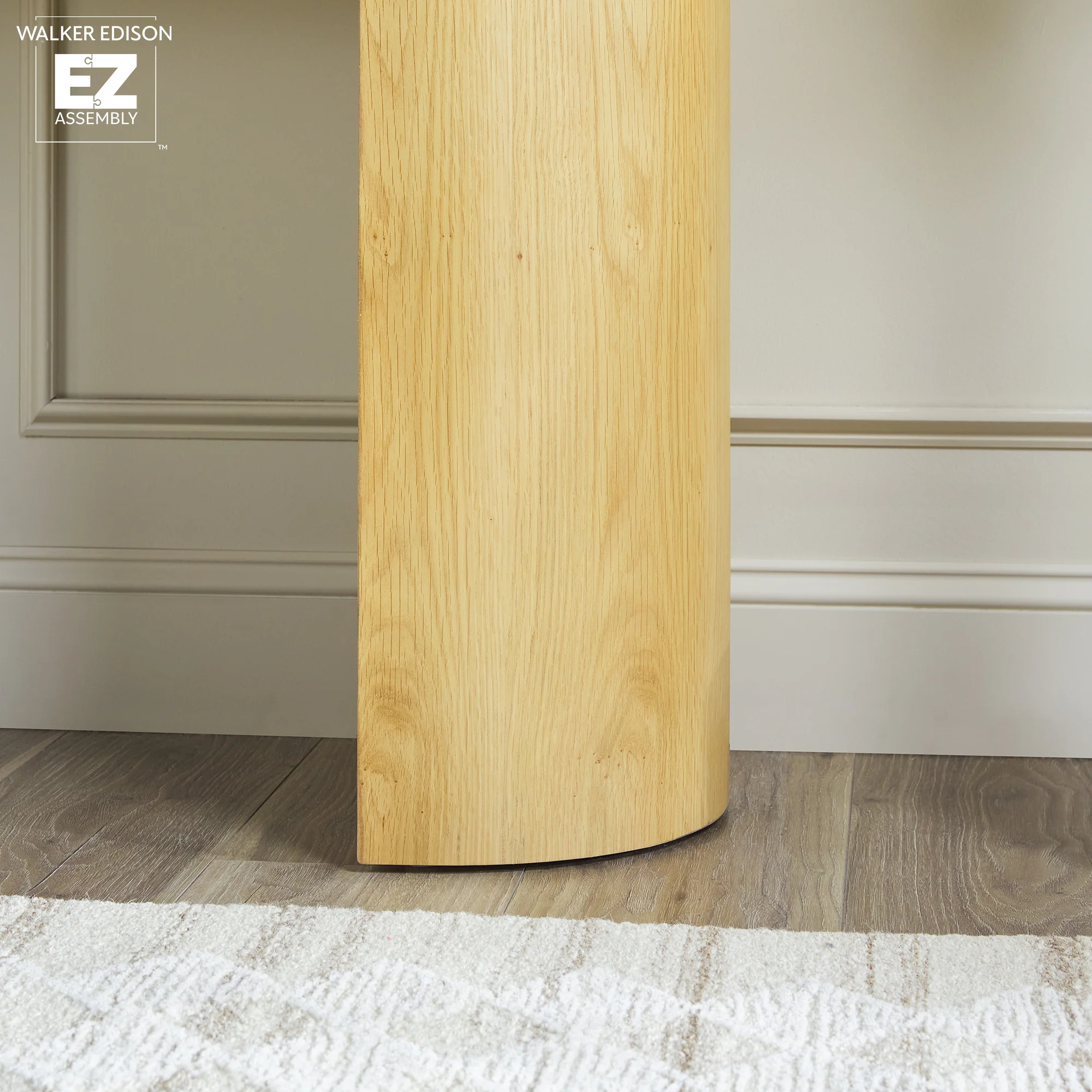 Maya 48 Modern Easy Assembly Oak Wood Veneer Console Entry Table with Storage