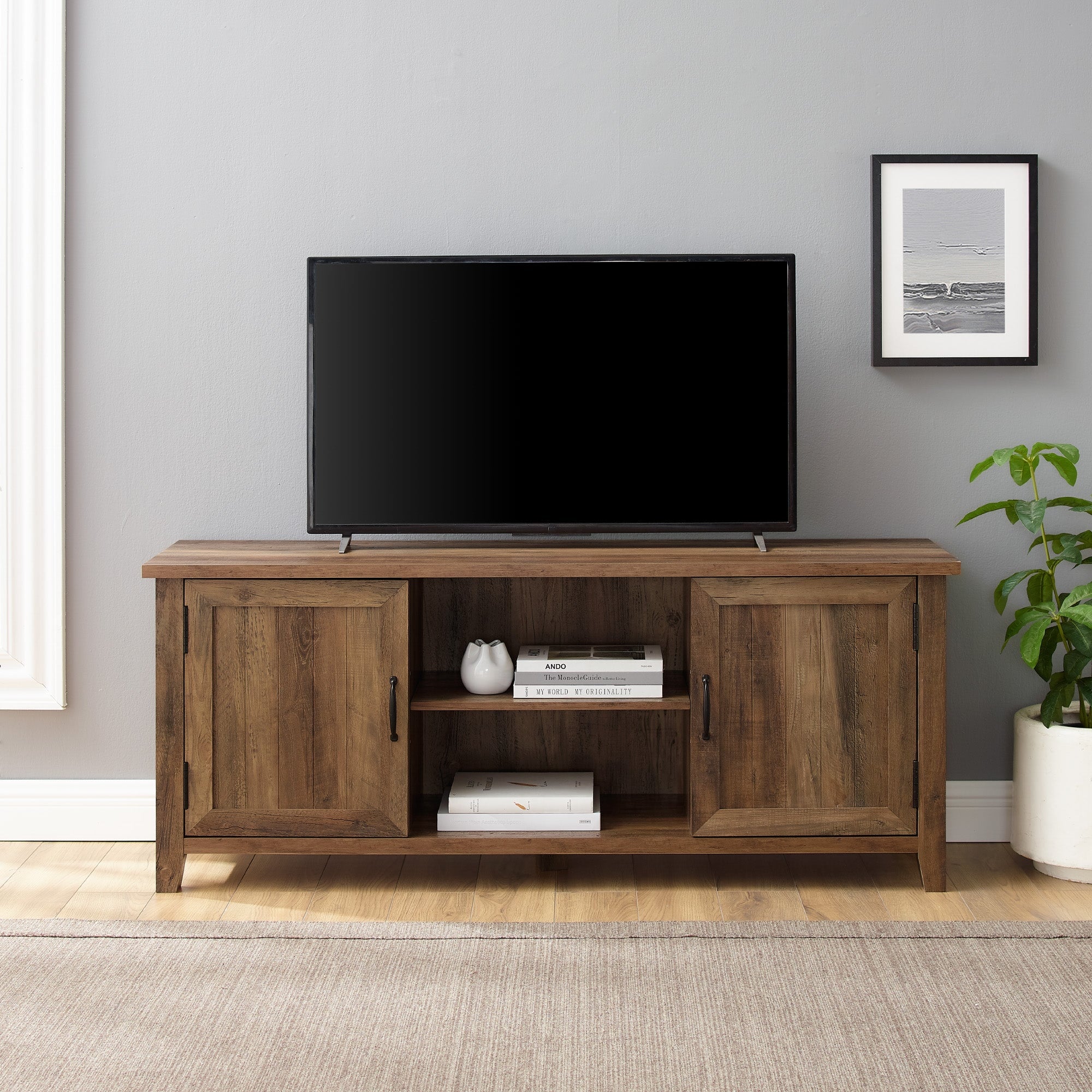 Farmhouse 58 Modern Grooved 2 Door TV Stand