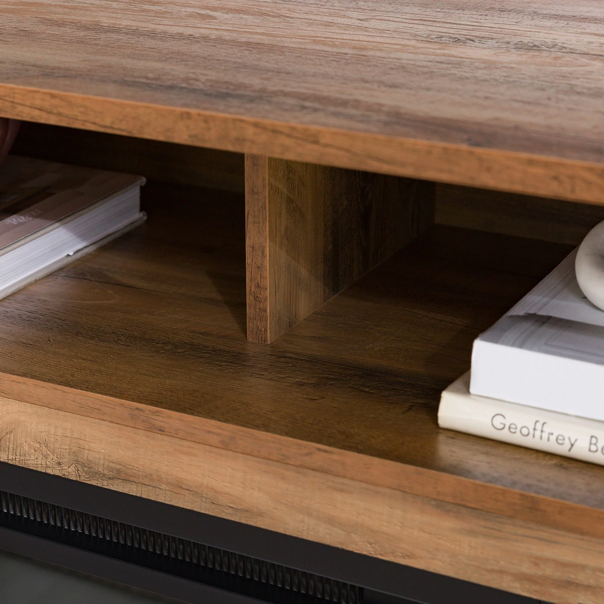 Wasatch 58 Transitional Fireplace Glass Wood TV Stand