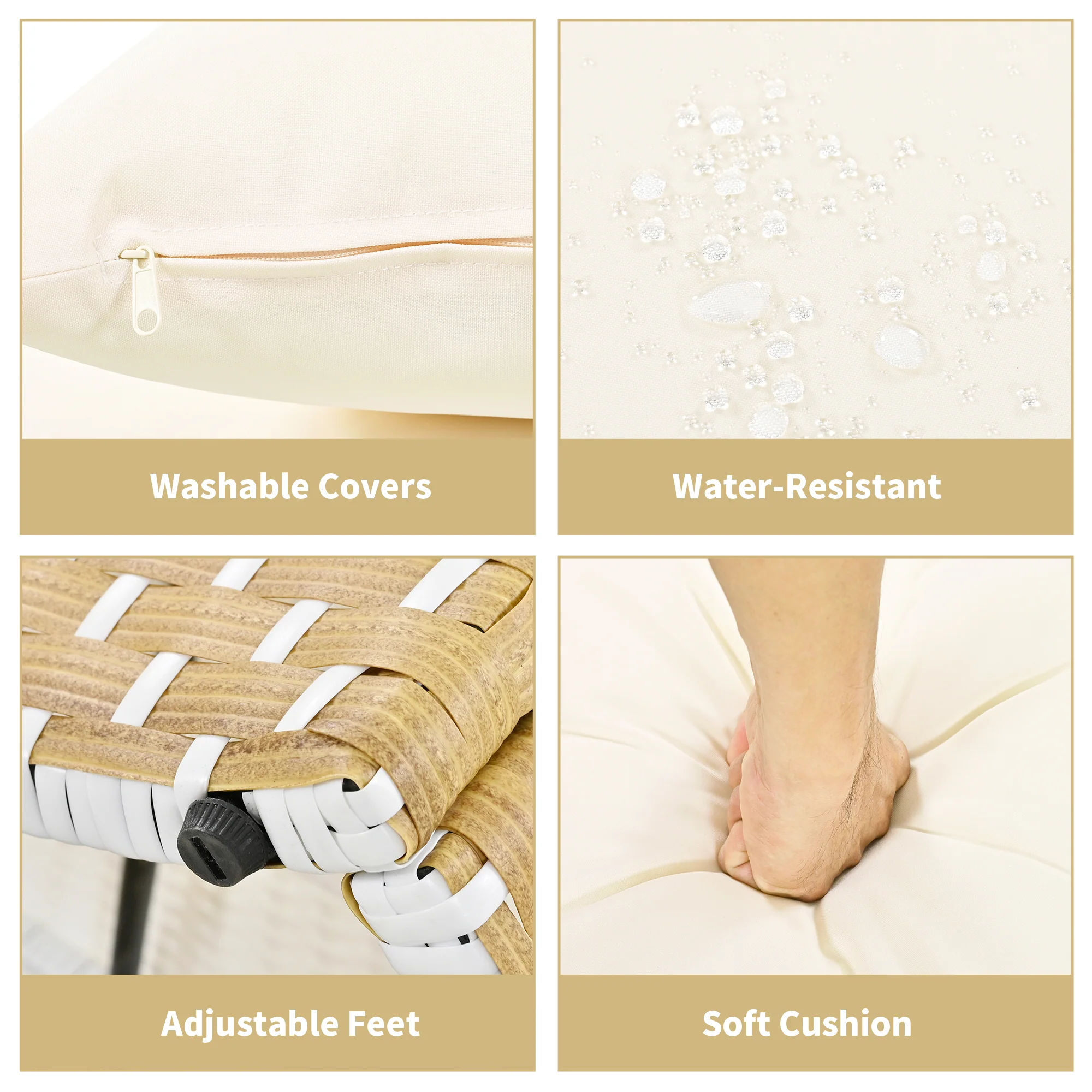 Walker Edison | Outdoor Round Modular Sunbed Sofa Set