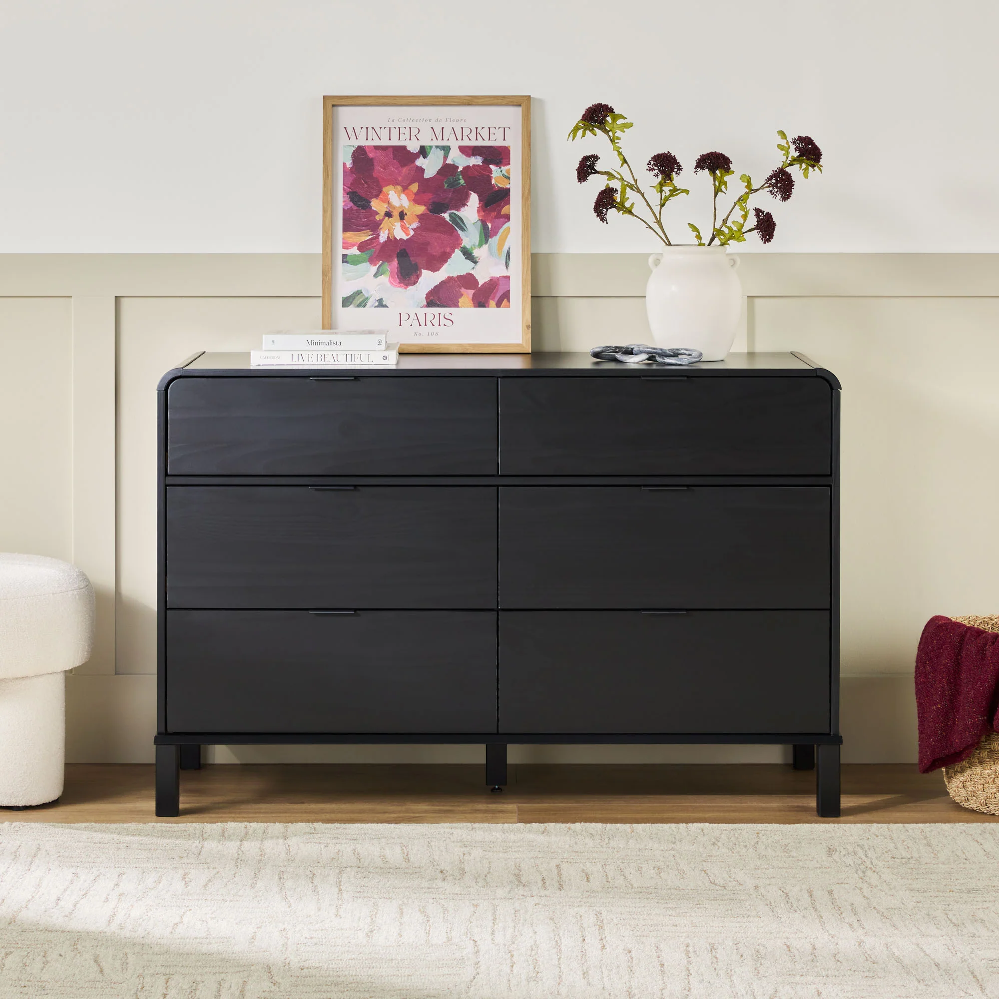 Elias 6-Drawer Contemporary Dresser with Curved Top