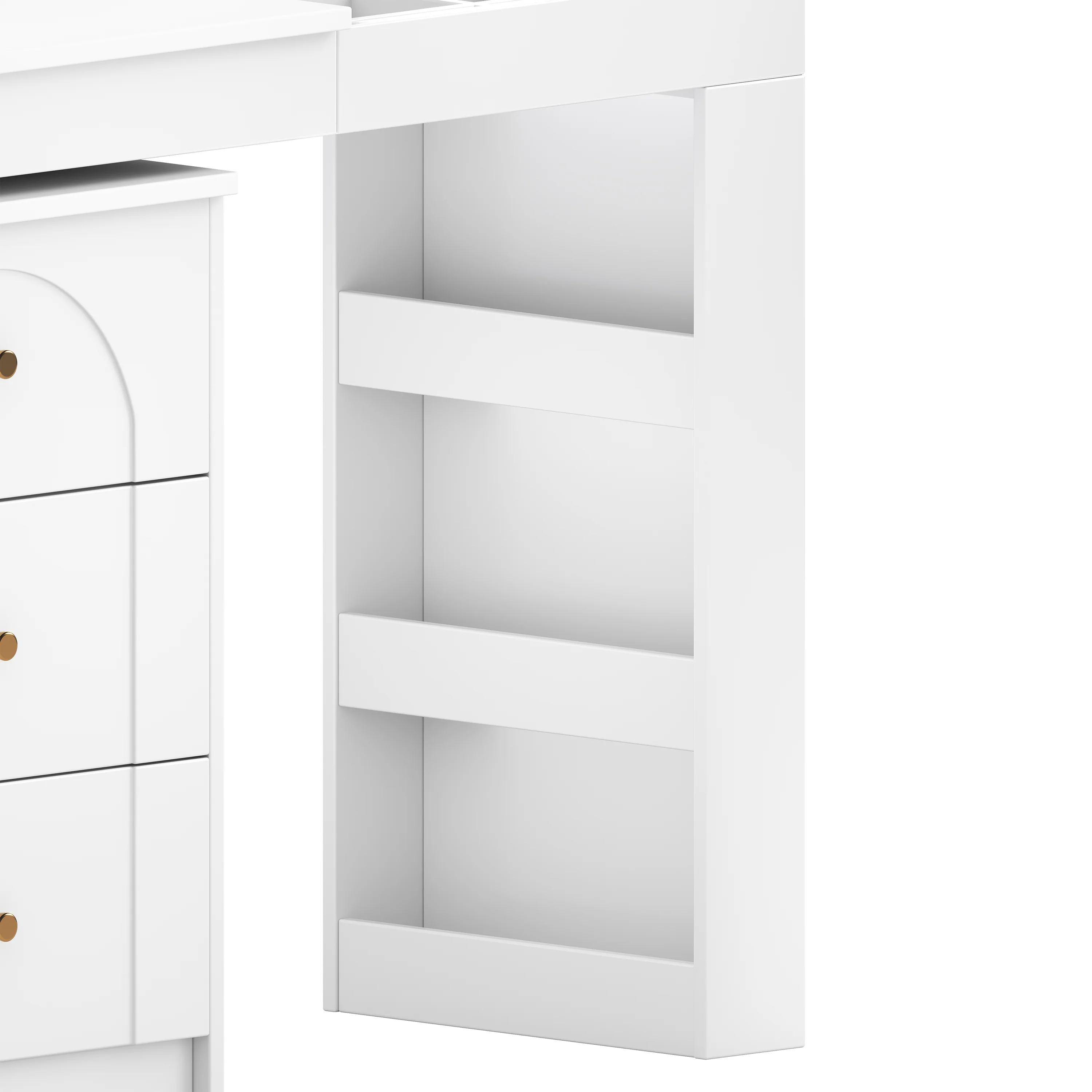 Walker Edison | White Multi-Functional Vanity Desk Dresser Set with Flip Mirror and Lights