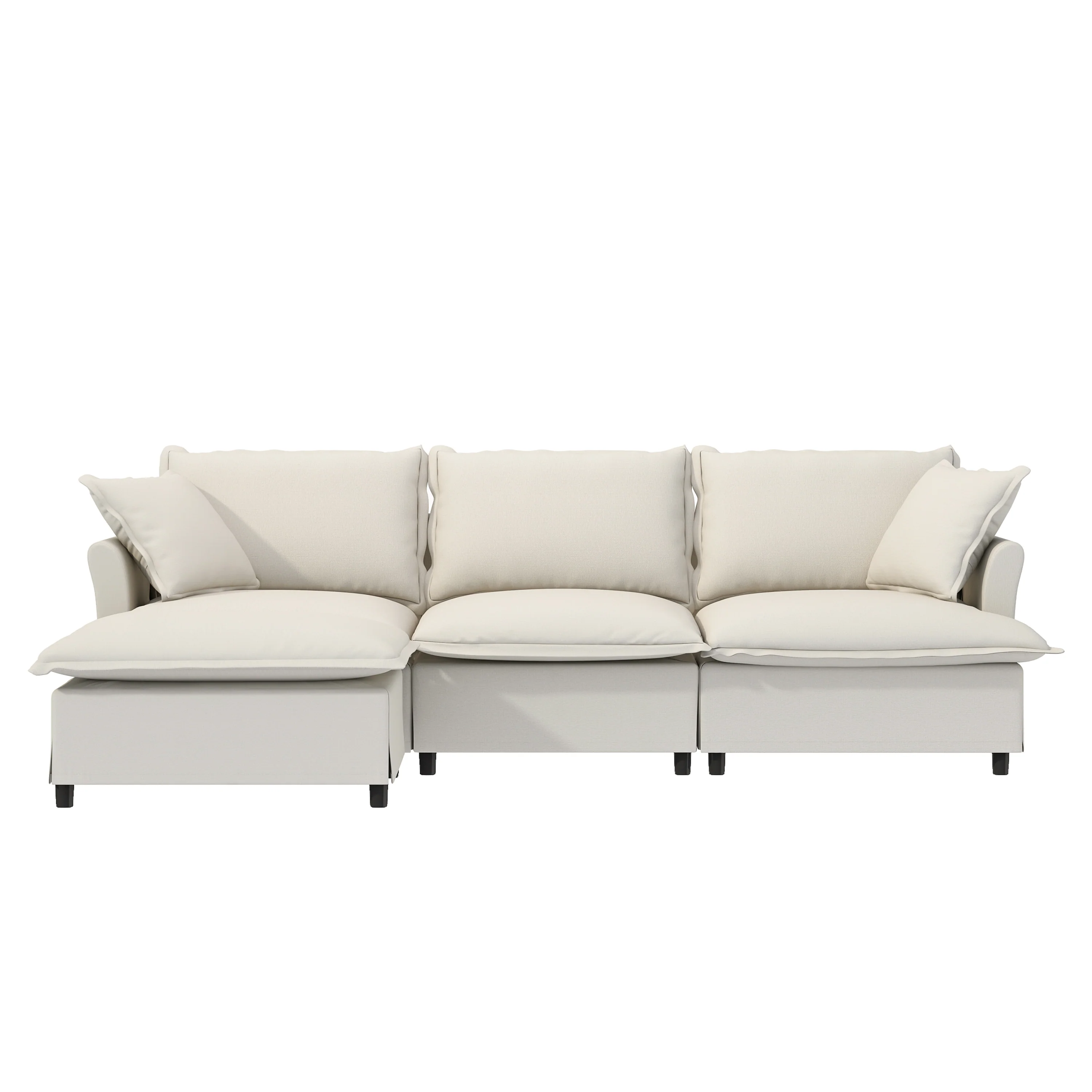 Walker Edison | Chenille Sectional Sofa with Ottoman