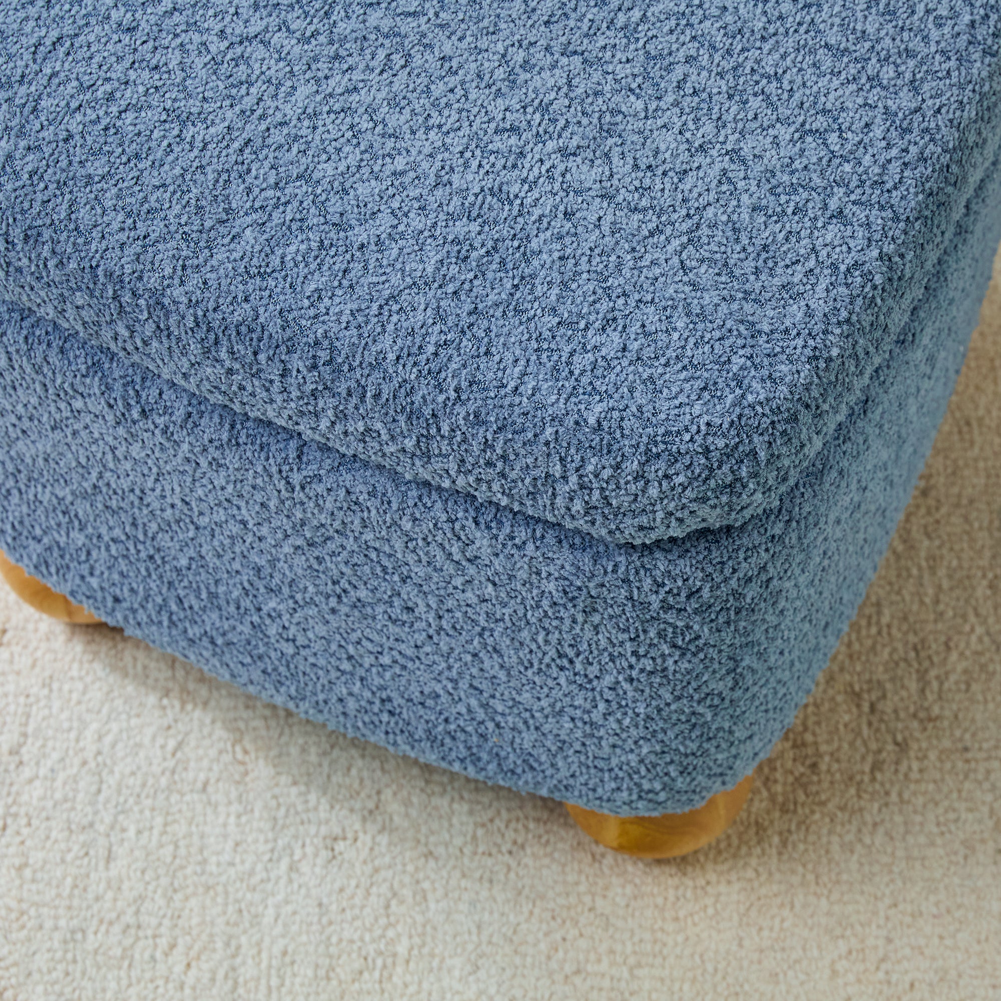 Linley Contemporary Boucle Easy Assembly Upholstered Small Storage Ottoman