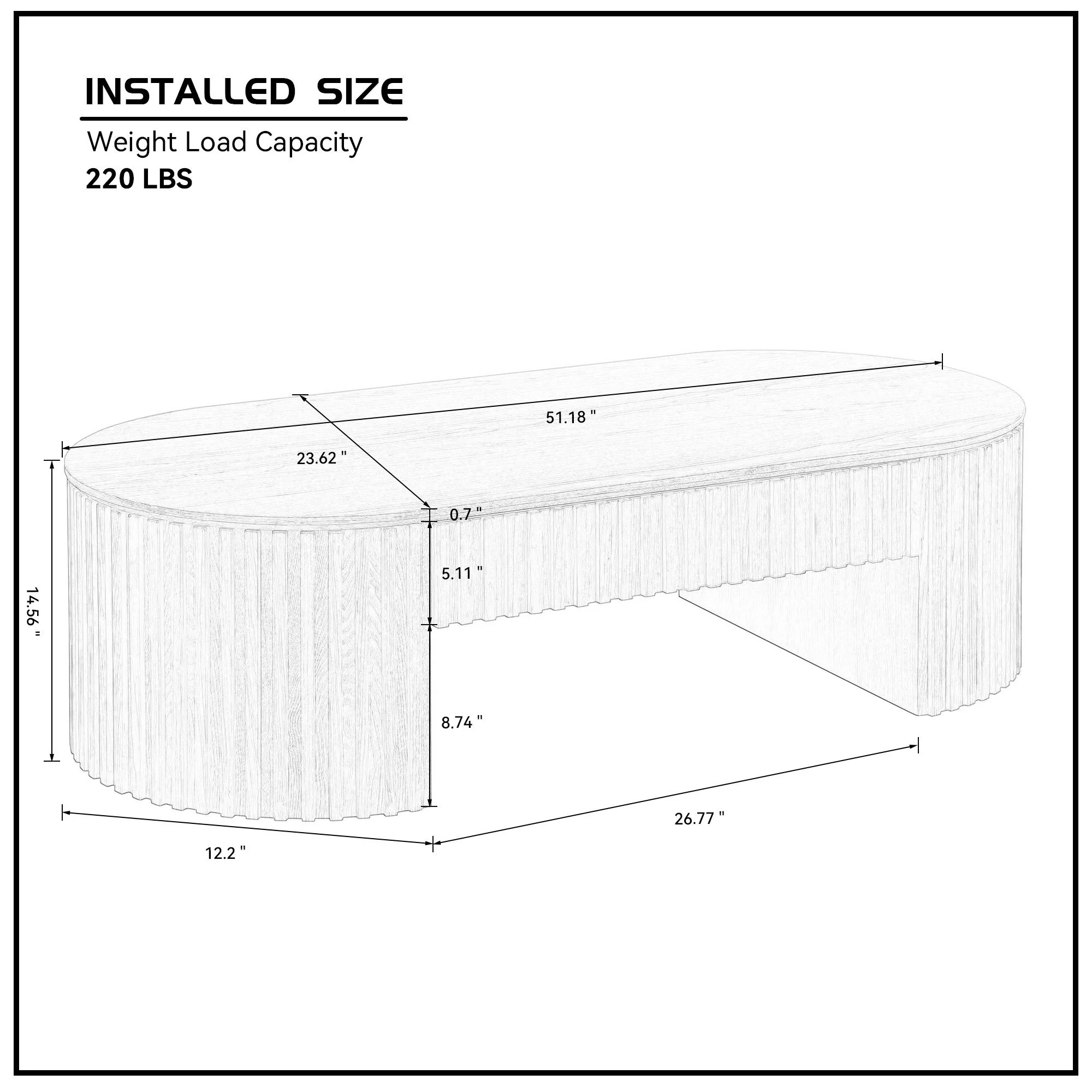 Walker Edison | Reeded Oval Wood Coffee Table With Drawer