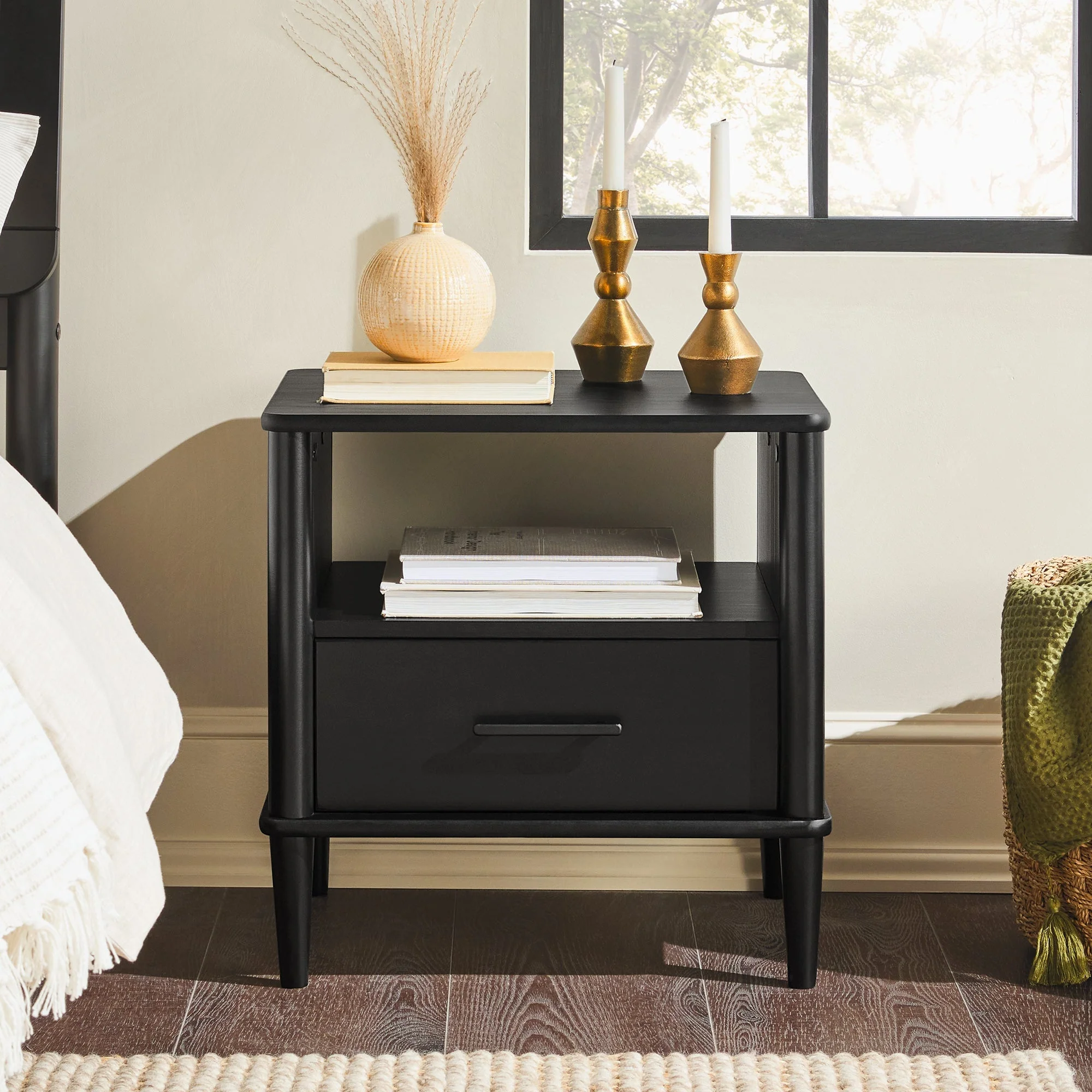 Walker Edison Spindle Transitional 1-Drawer Nightstand