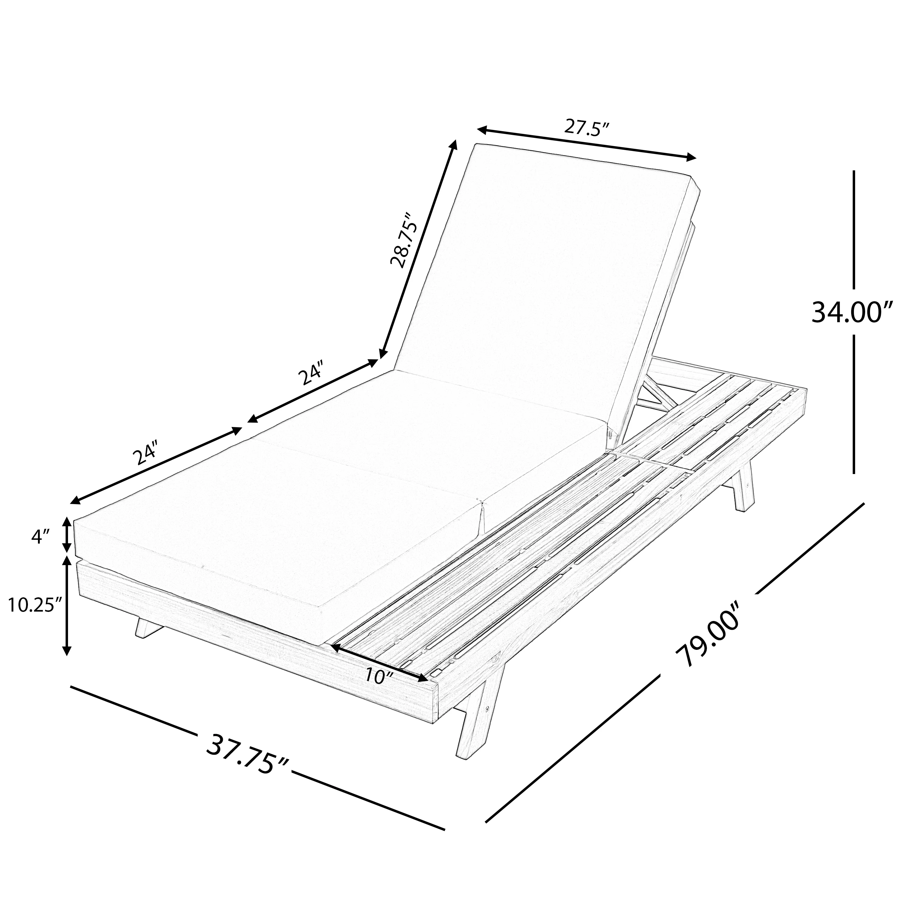 Walker Edison | Outdoor Patio Lounge Chaise Chair