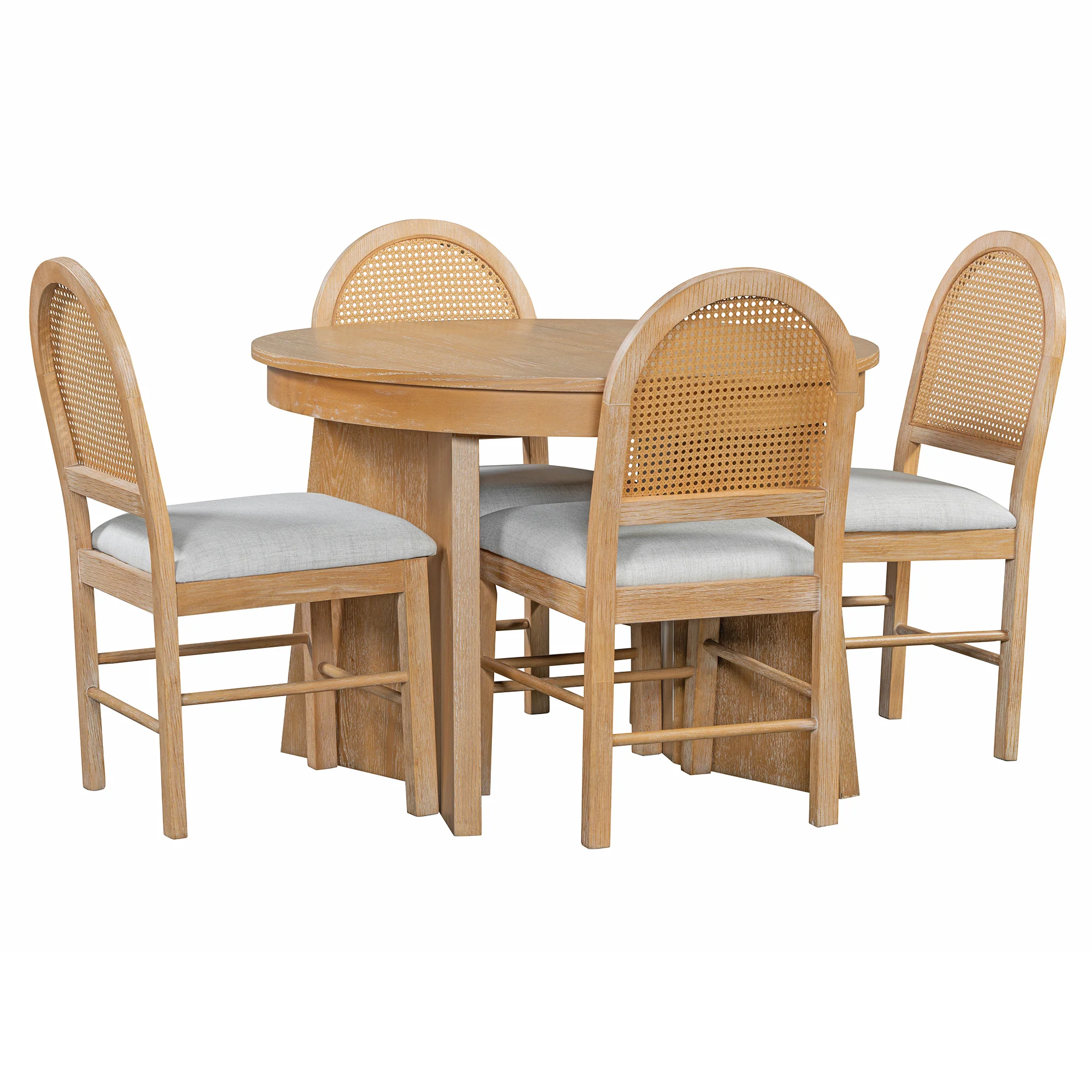 Walker Edison | Extendable 5-Piece Round Dining Table Set for 4