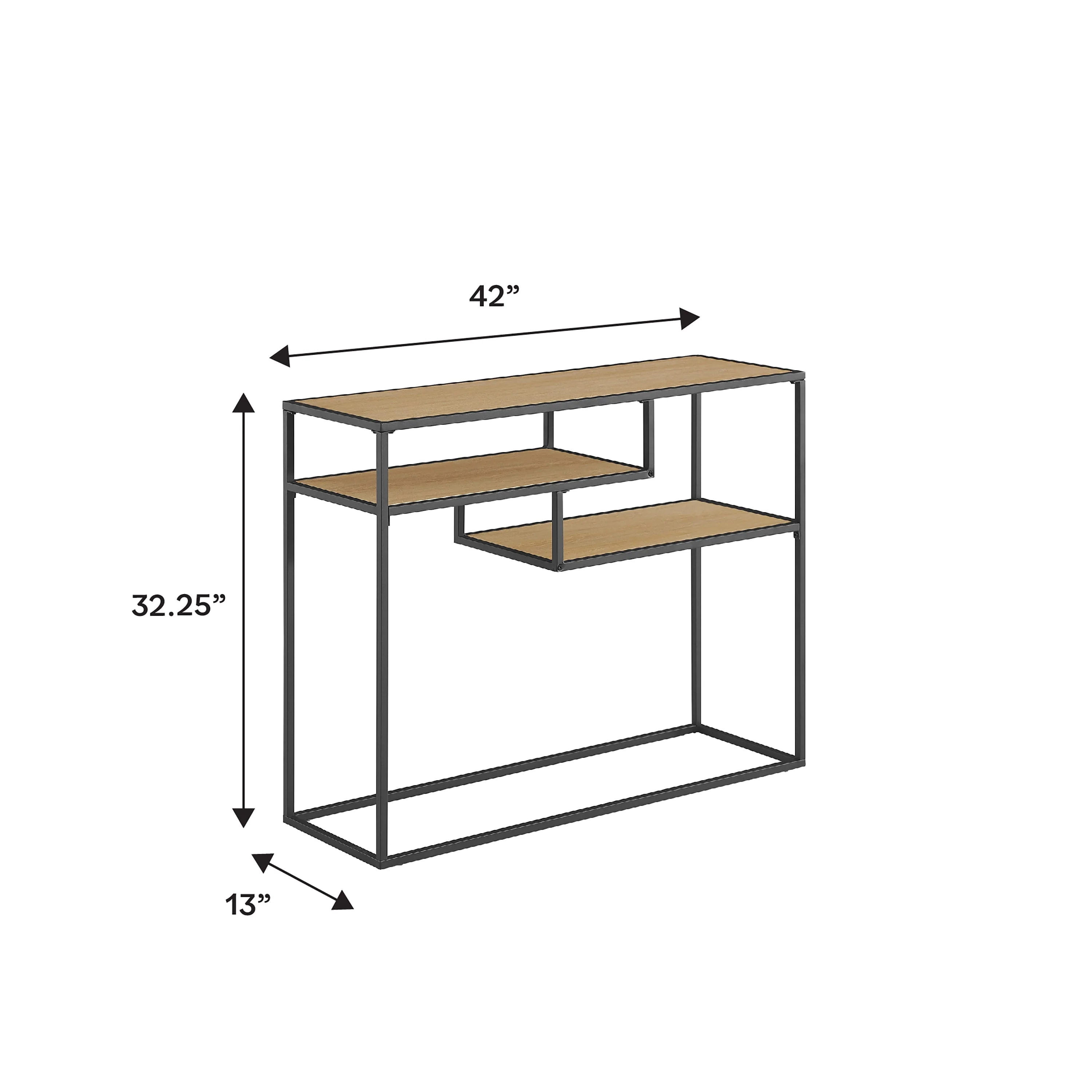 Maya 42 Metal and Wood Tiered Shelf Entry Table