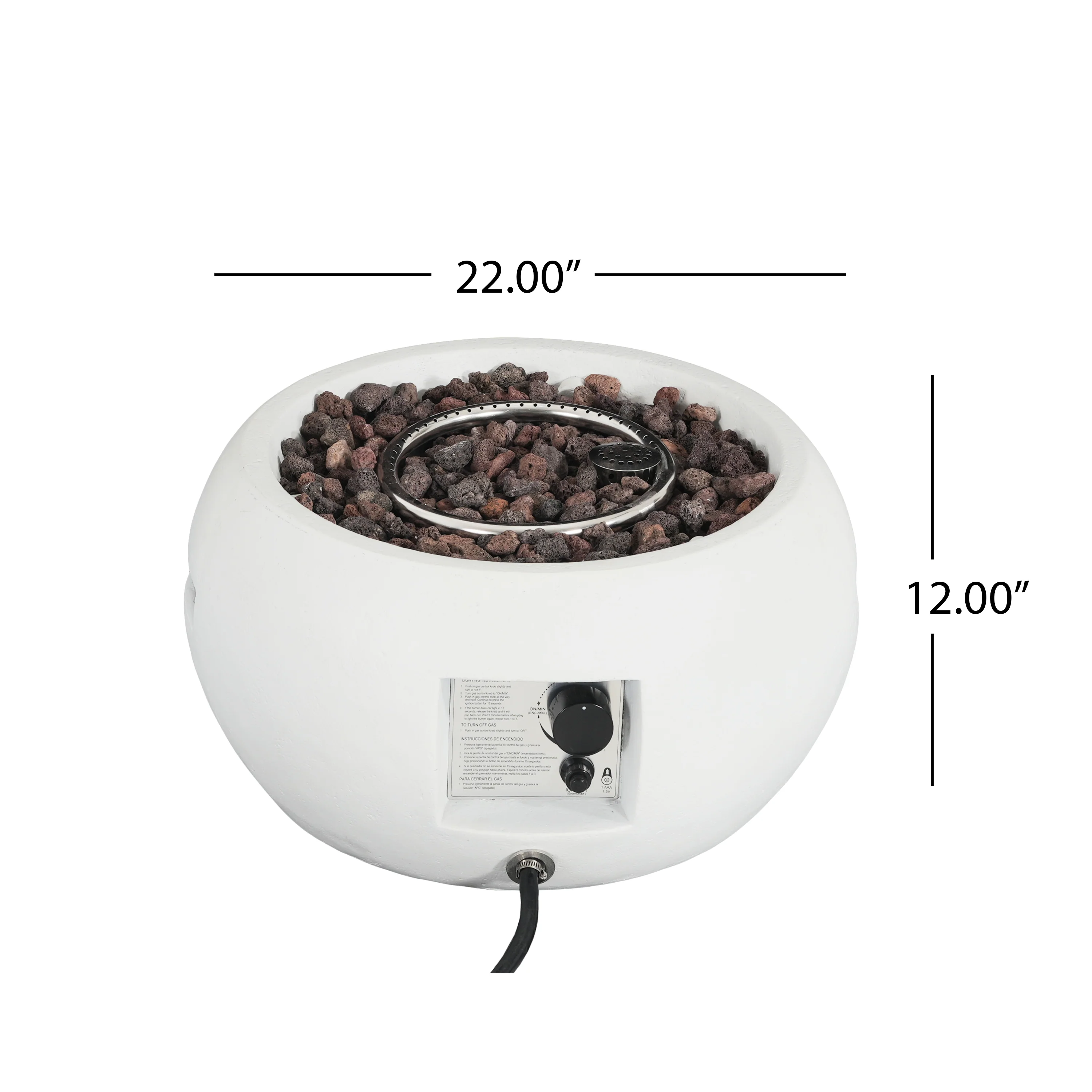 Walker Edison | Minimalist Round Design Outdoor Patio MGO Propane Fire Pit