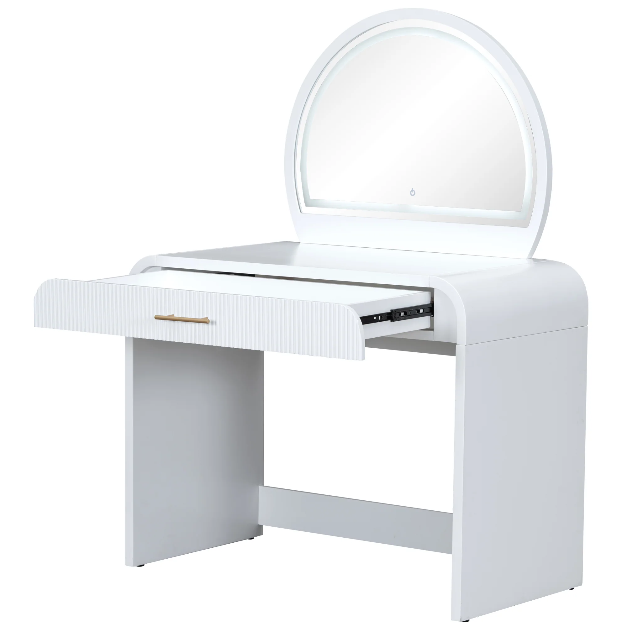 Walker Edison | Modern Reeded Curve Design Makeup Vanity Table