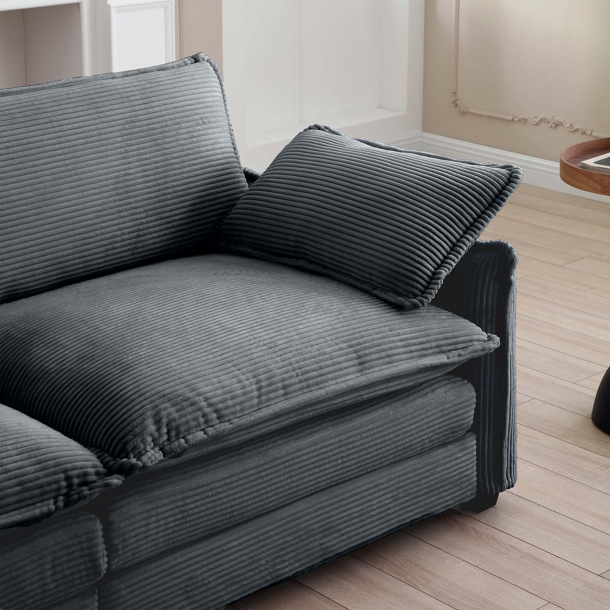 Walker Edison | Corduroy Cloud Loveseat Sofa Set
