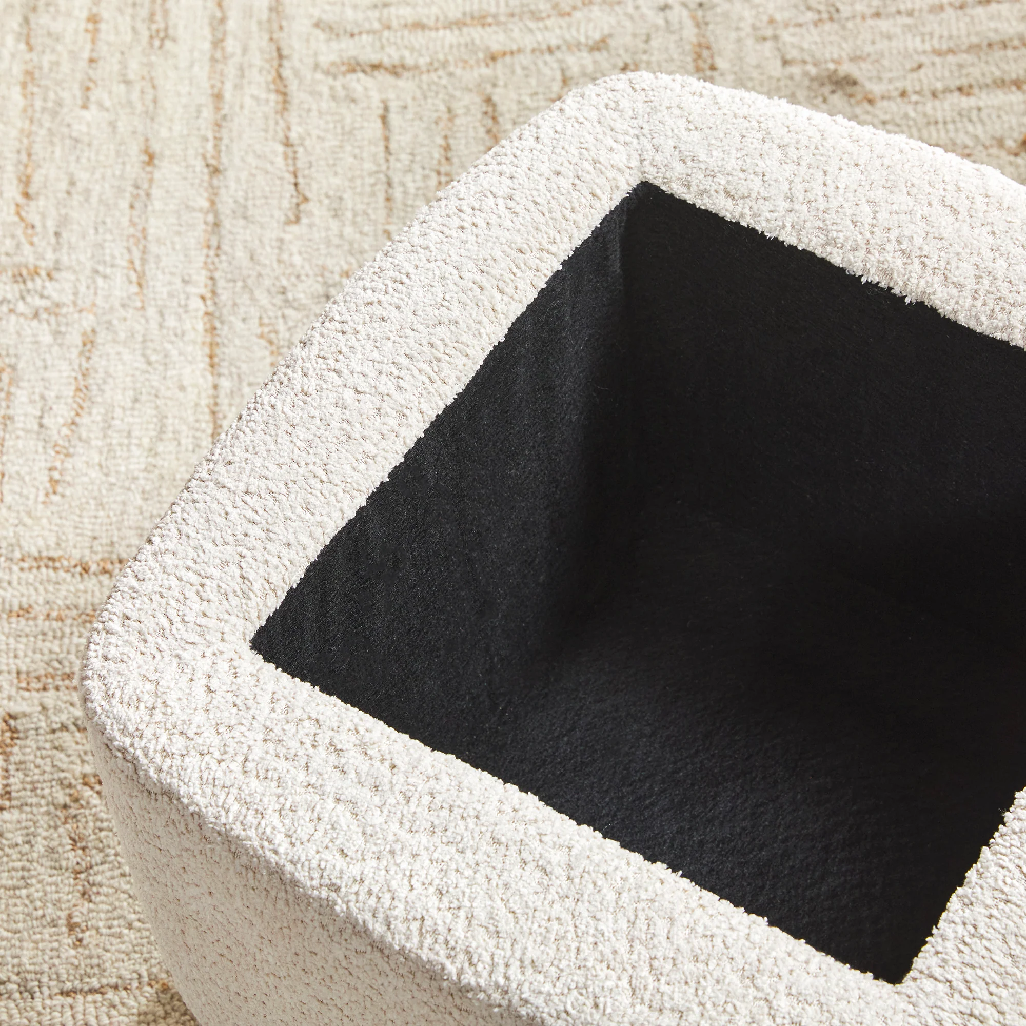 Linley Contemporary Boucle Easy Assembly Upholstered Small Storage Ottoman