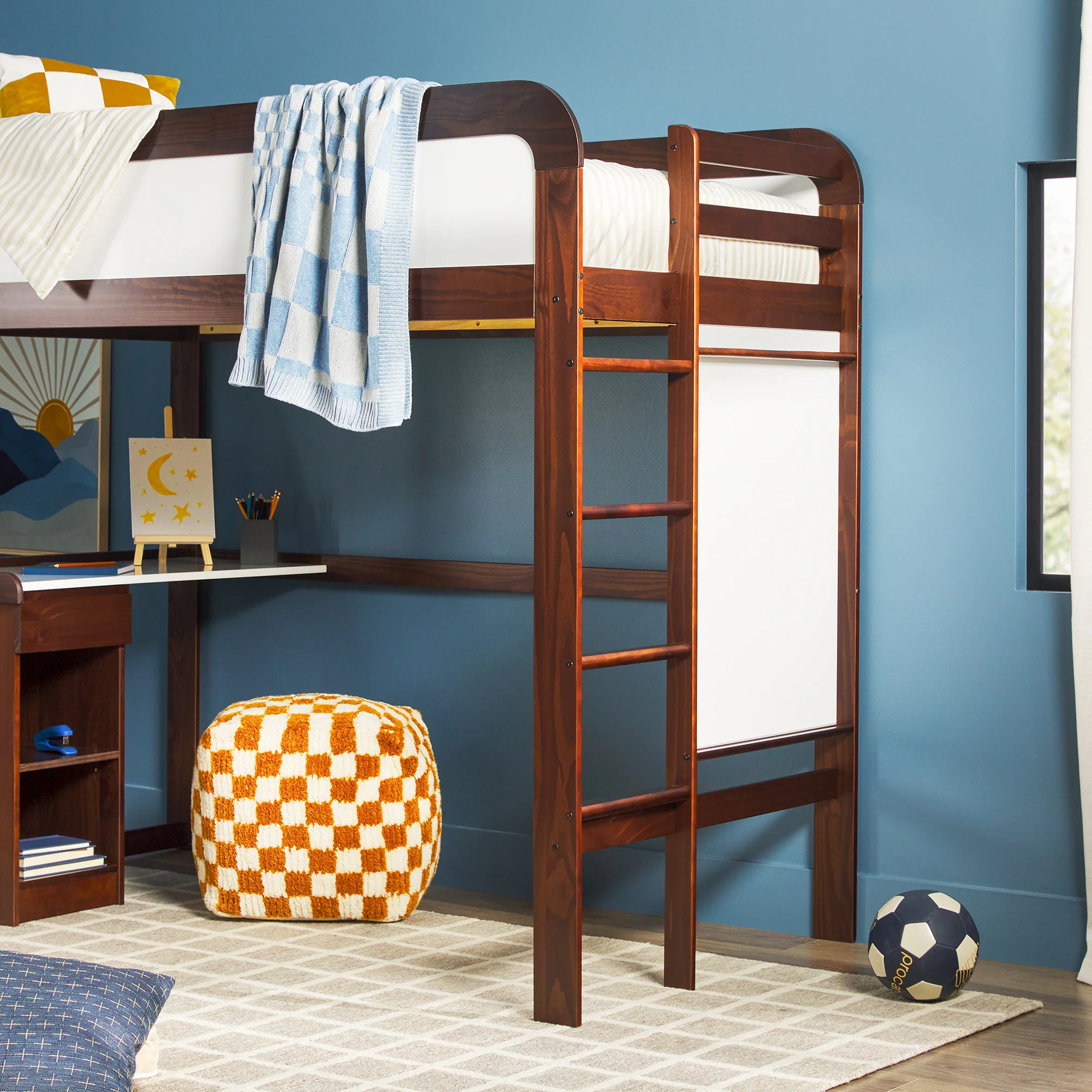 Adyn Contemporary Twin Loft Bunk Bed with Desk