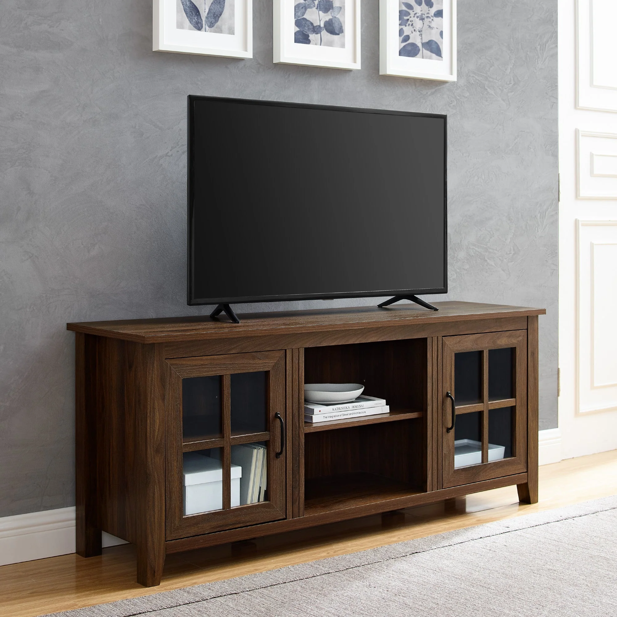 58 Glass Door TV Console