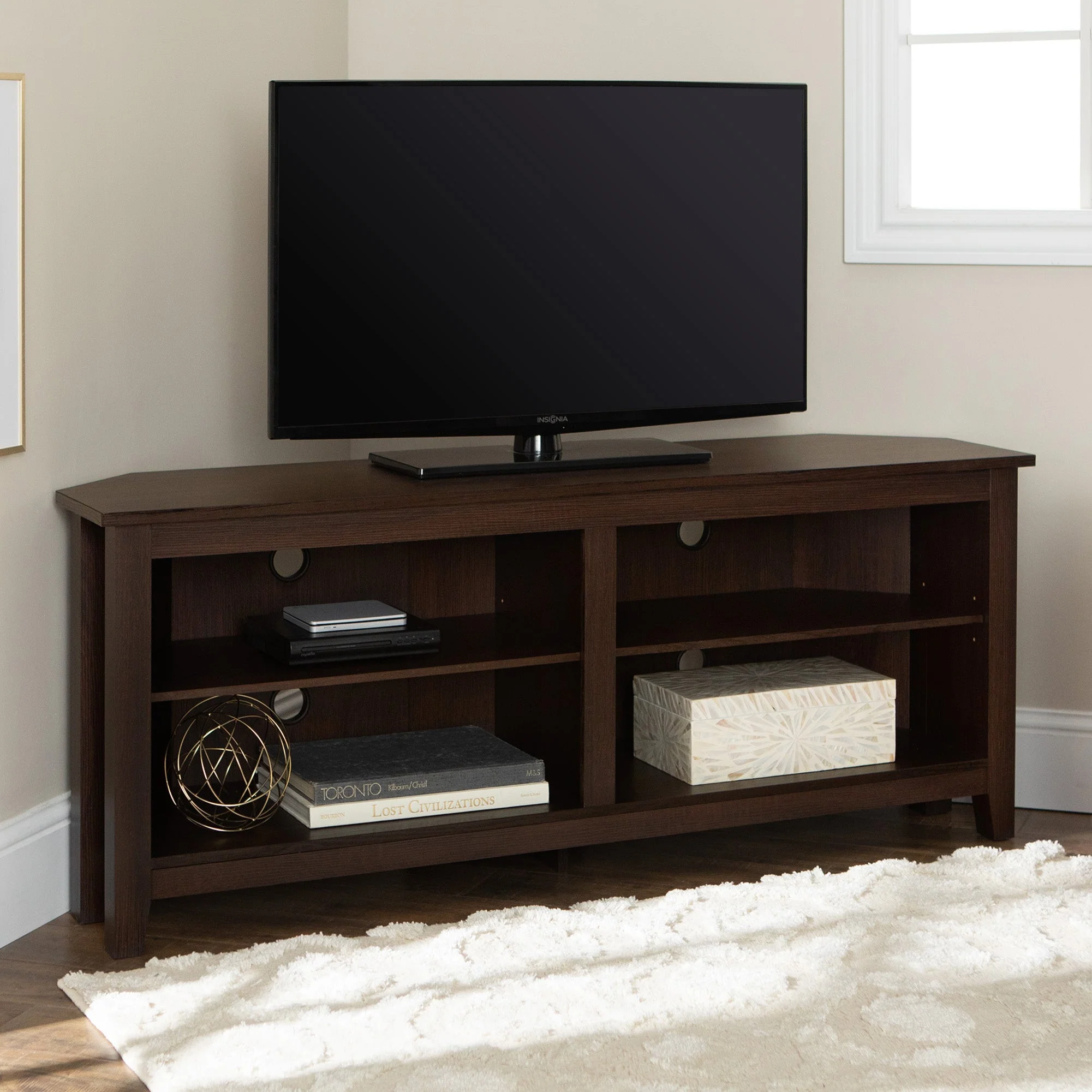 58 Transitional Wood Corner TV Stand