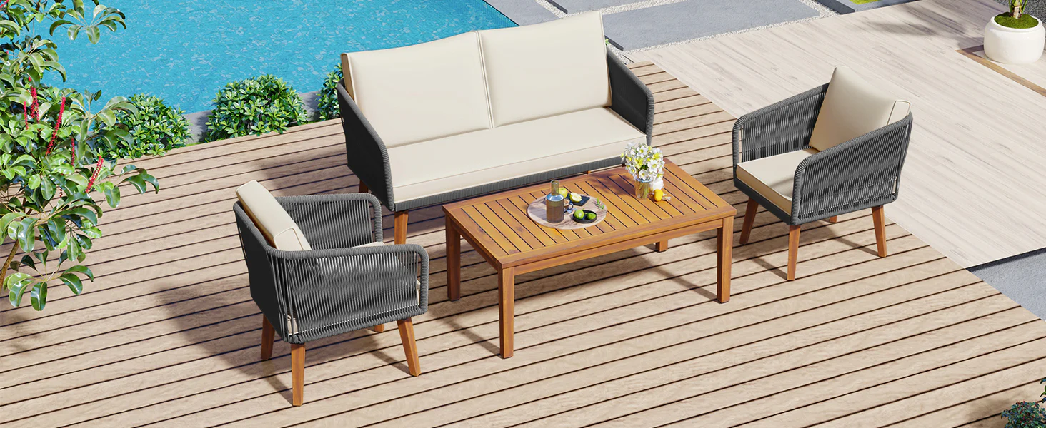 Walker Edison | Rope Patio Furniture Set