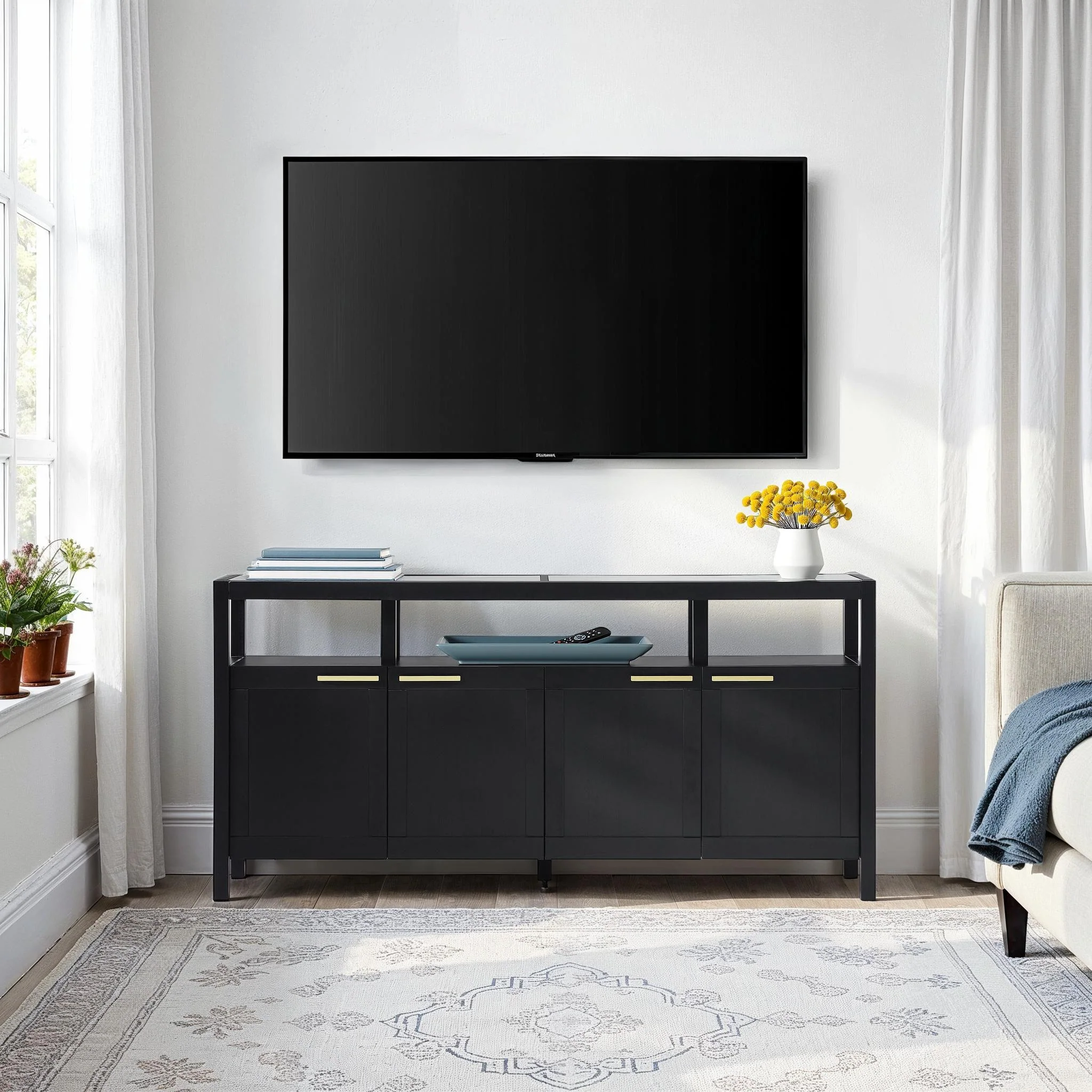 Isla Modern TV Stand with Glass Top