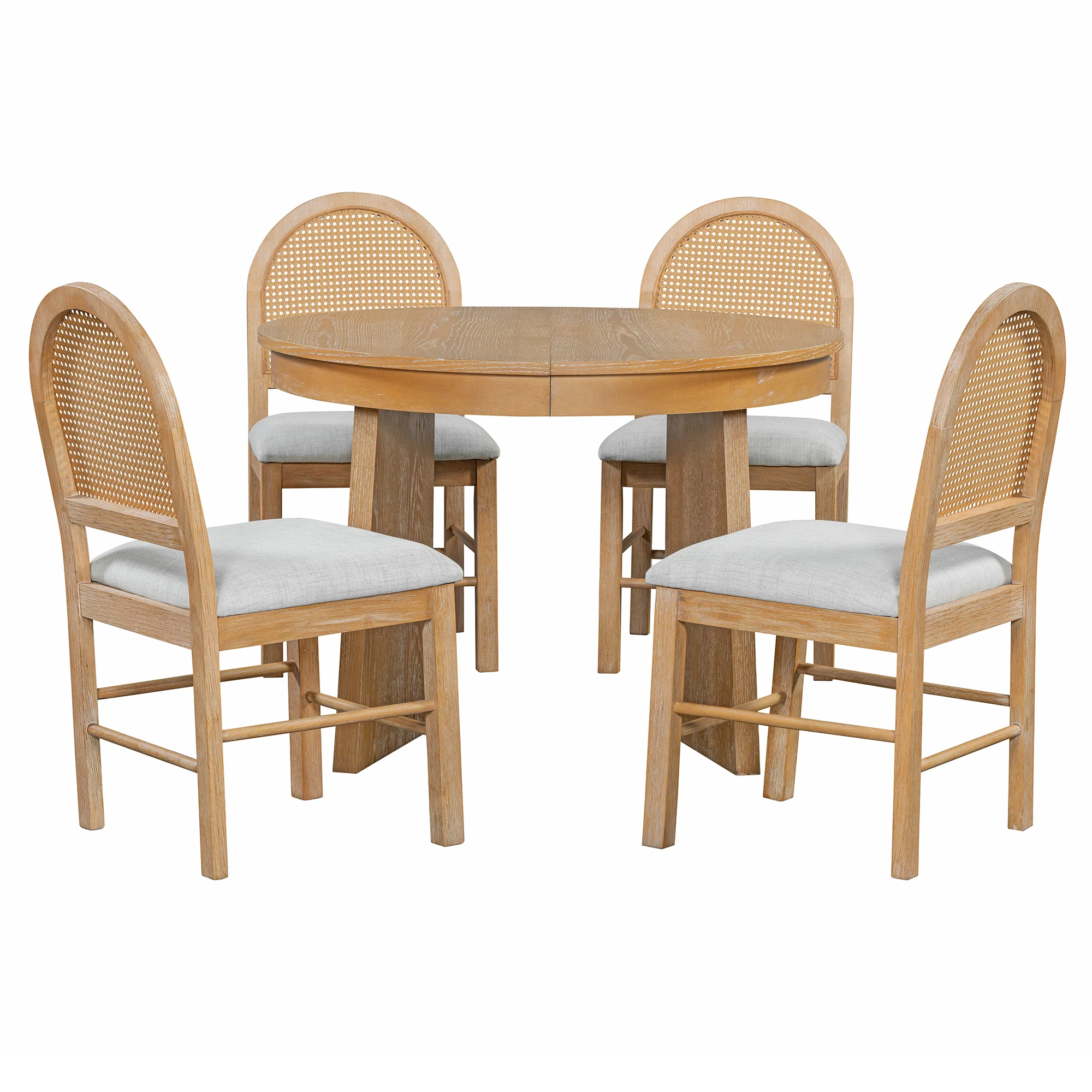 Walker Edison | Extendable 5-Piece Round Dining Table Set for 4