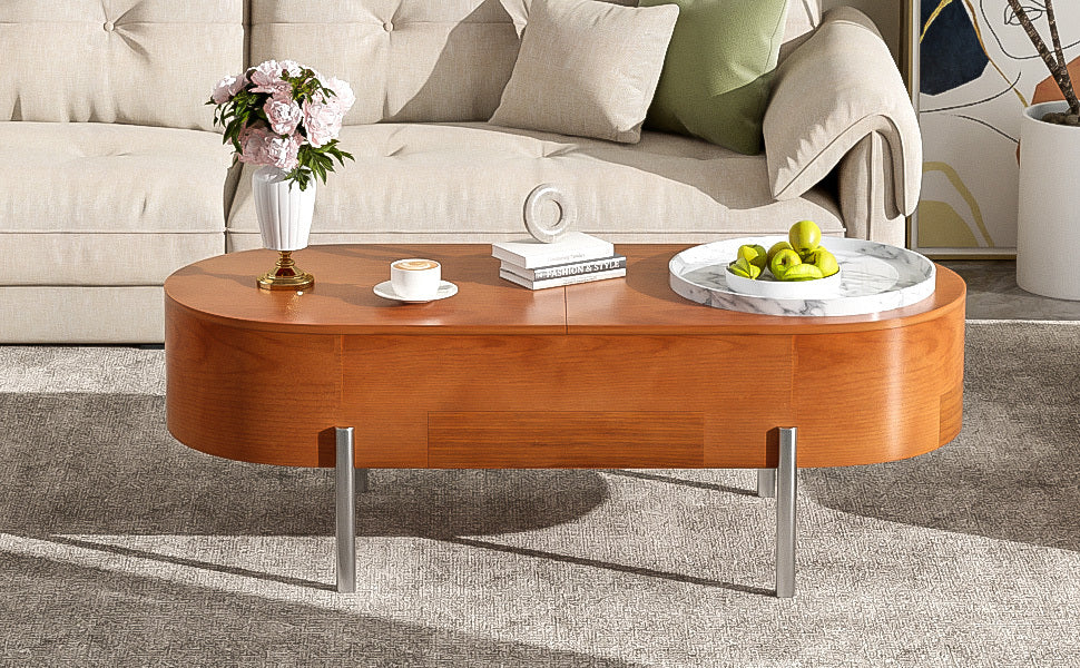 Walker Edison | Modern Lift Top Coffee Table with Marble Pattern Tray and Storage