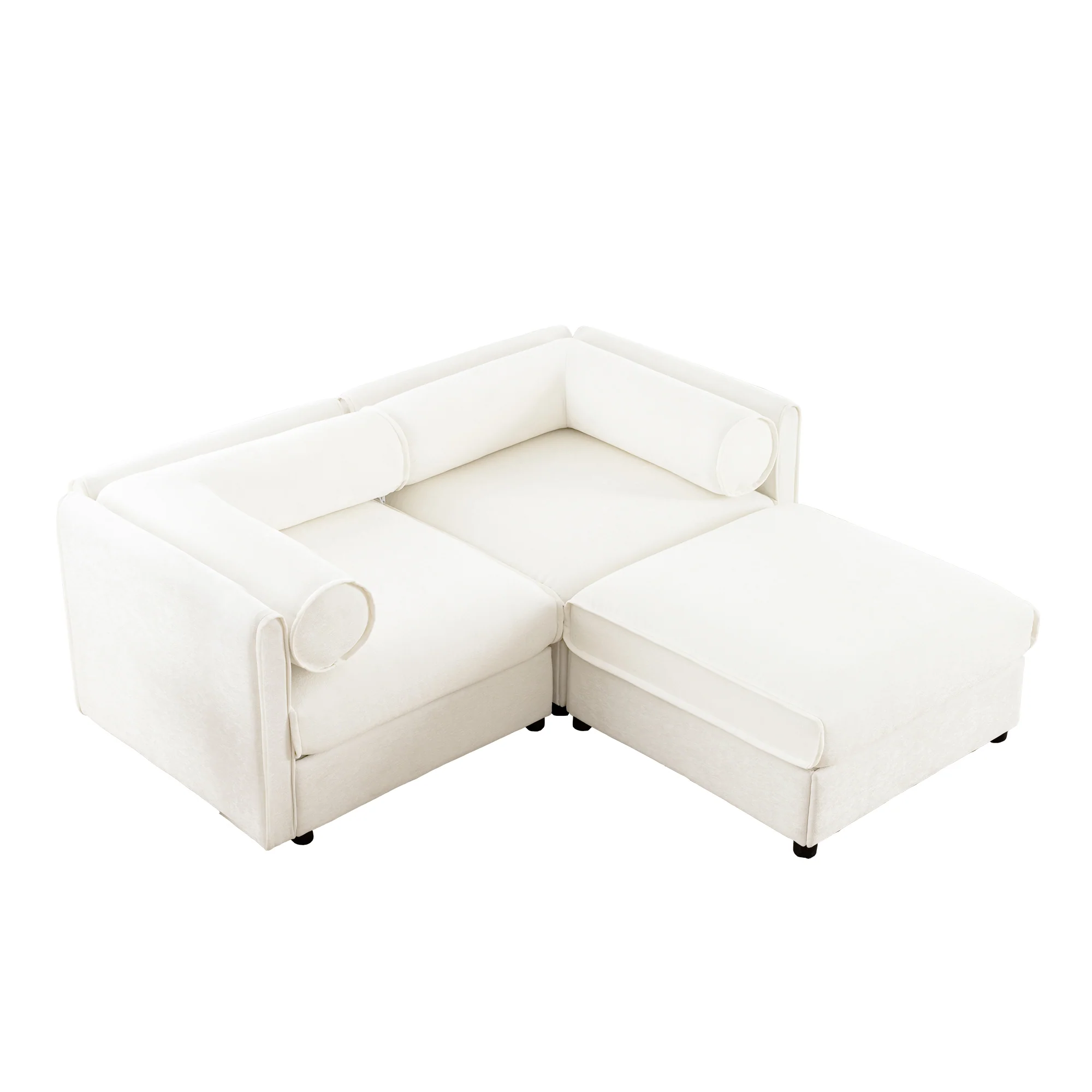 Walker Edison | Stylish Modern Chenille Loveseat Sofa with Ottoman Storage