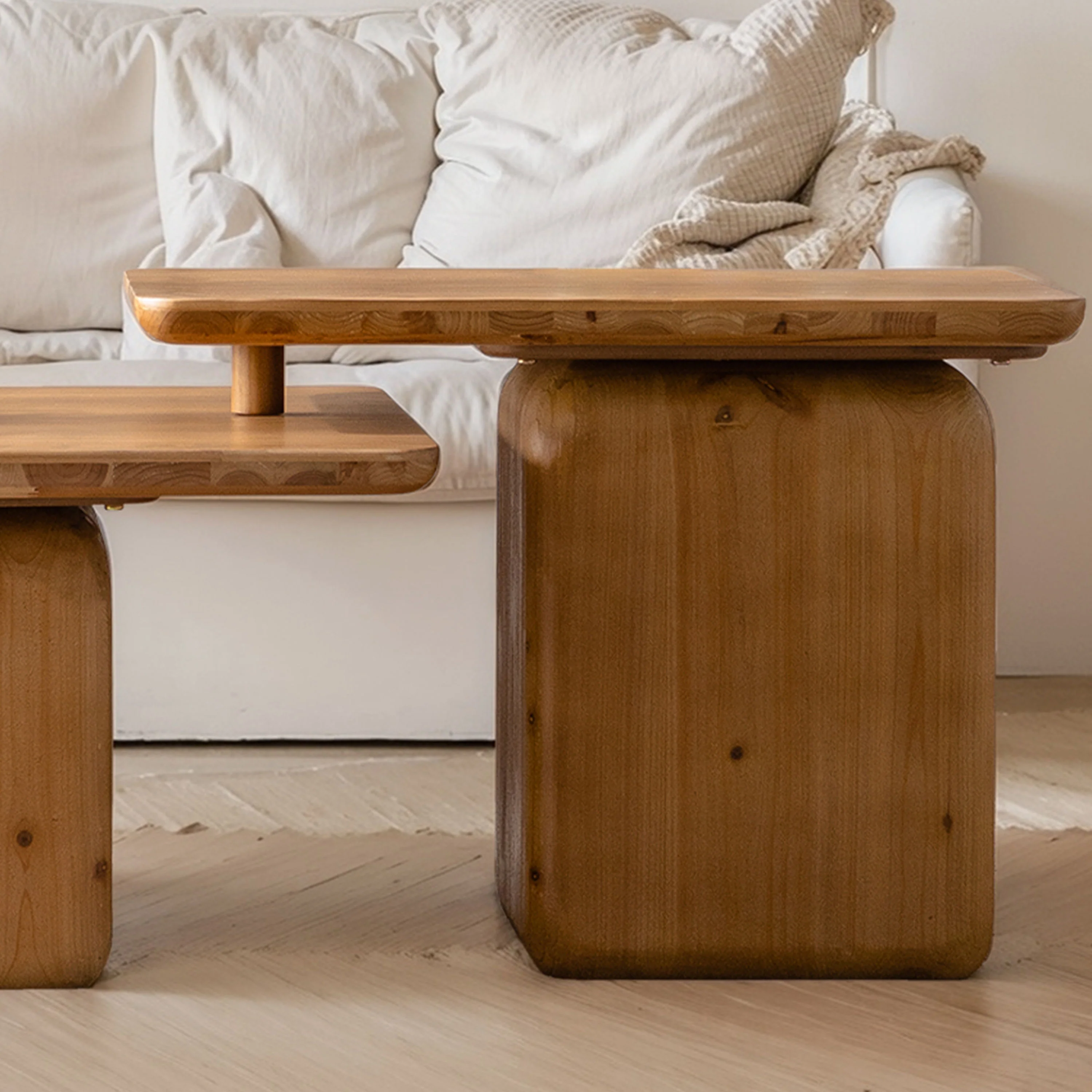 Walker Edison | Vintage Style Square Coffee Table Set of 2